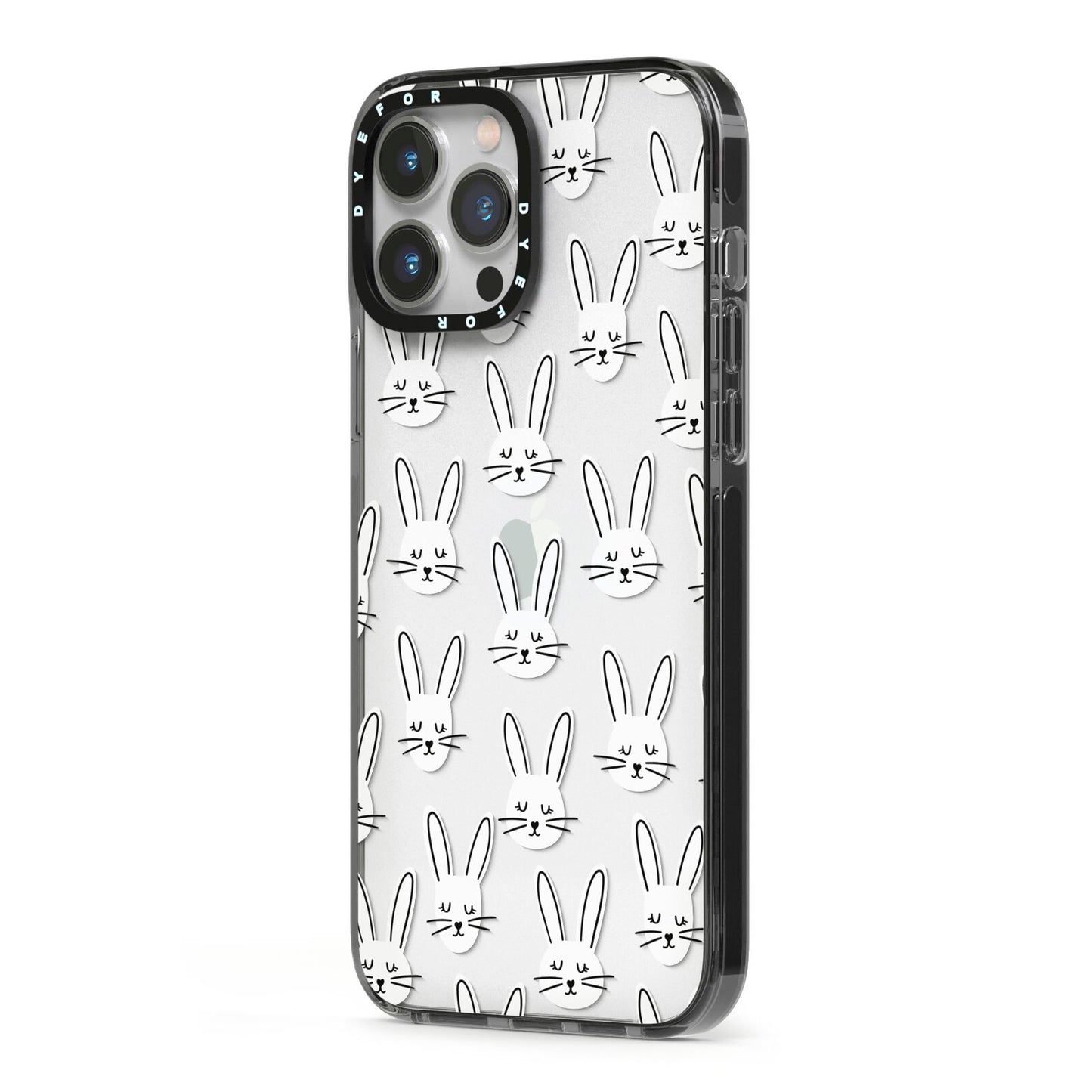 Easter Bunny iPhone 13 Pro Max Black Impact Case Side Angle on Silver phone