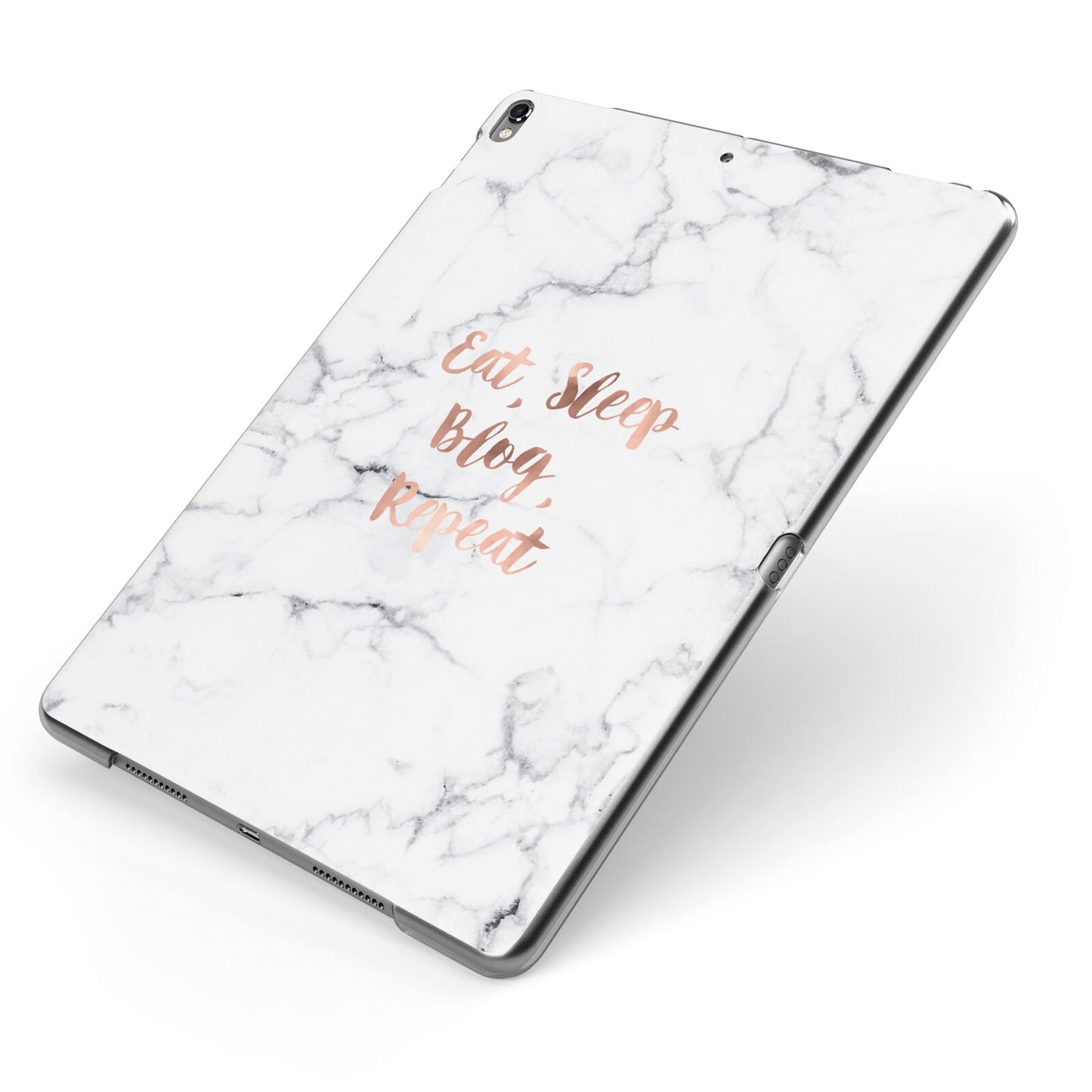 Eat Sleep Blog Repeat Marble Effect Apple iPad Case on Grey iPad Side View