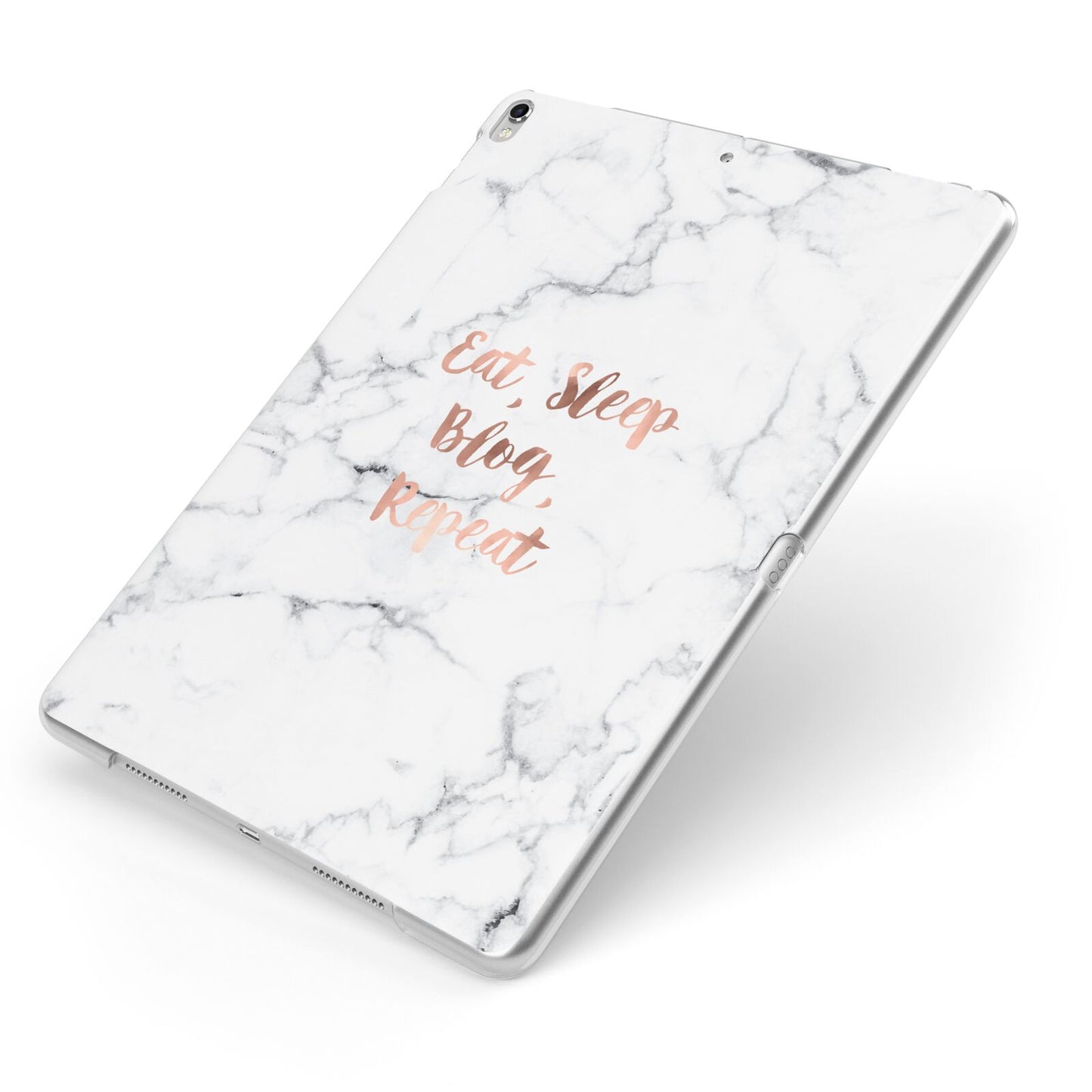 Eat Sleep Blog Repeat Marble Effect Apple iPad Case on Silver iPad Side View