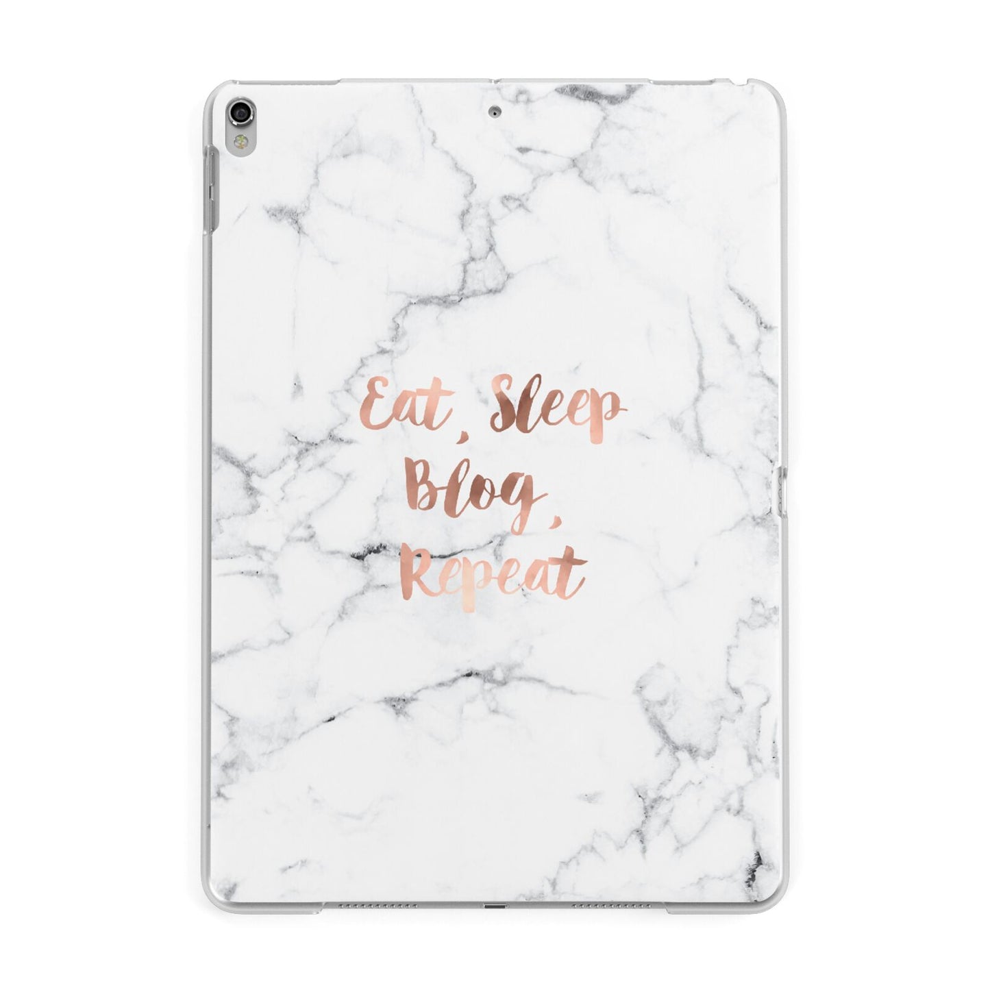 Eat Sleep Blog Repeat Marble Effect Apple iPad Silver Case