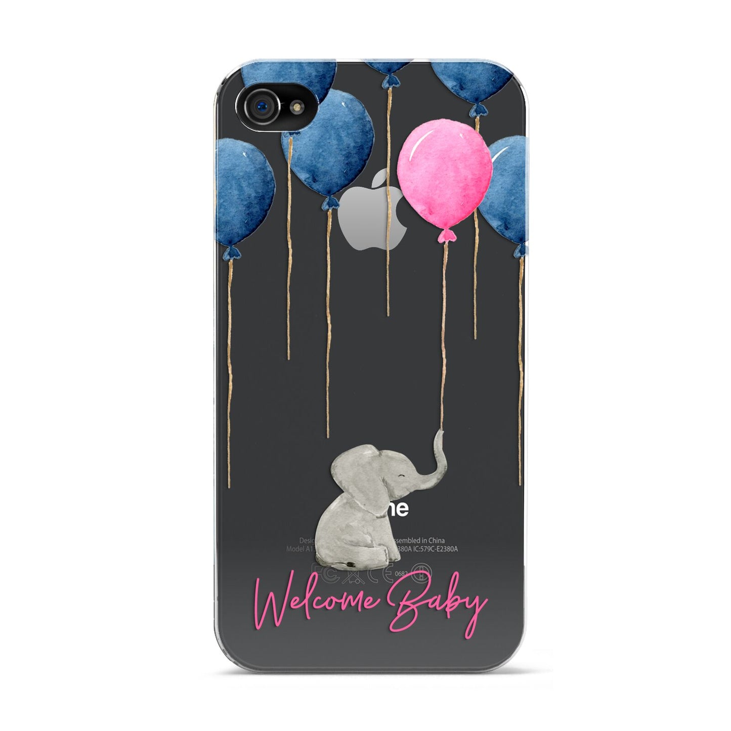 Elephant with Balloons Baby Girl Reveal Apple iPhone 4s Case