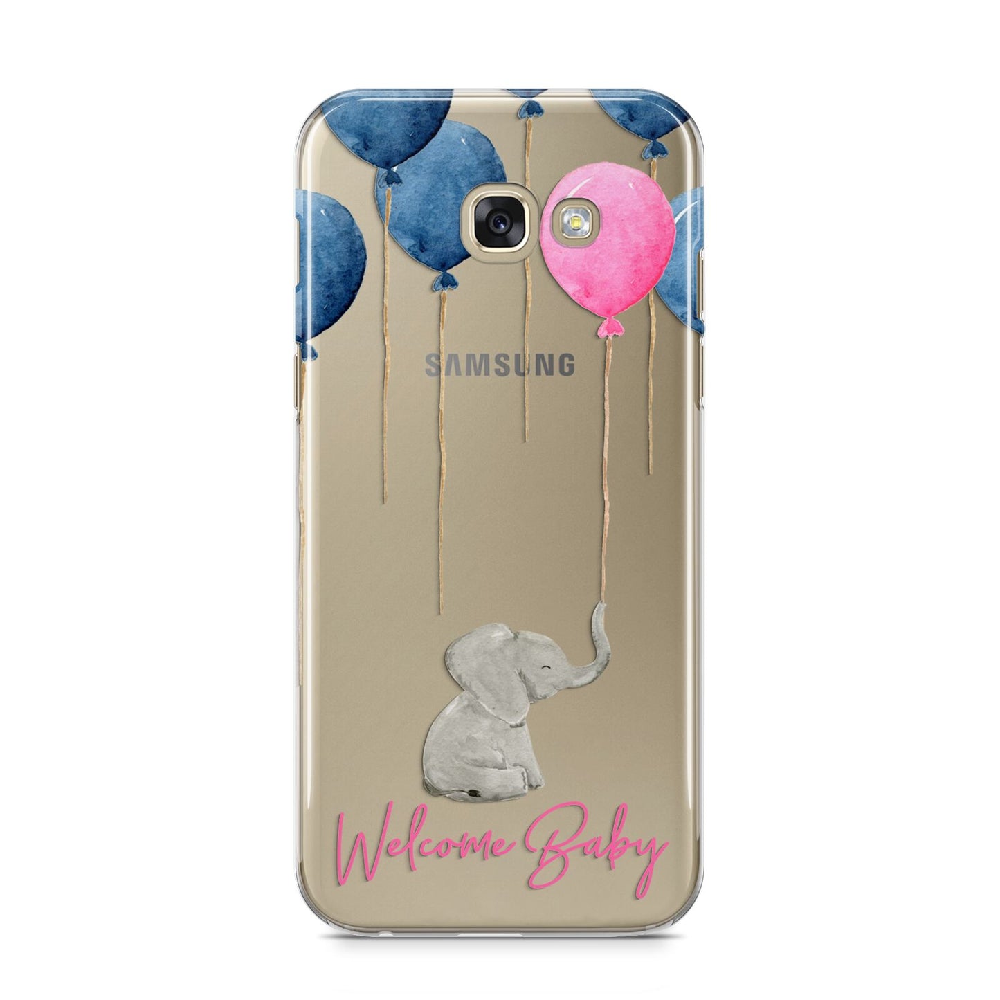 Elephant with Balloons Baby Girl Reveal Samsung Galaxy A5 2017 Case on gold phone