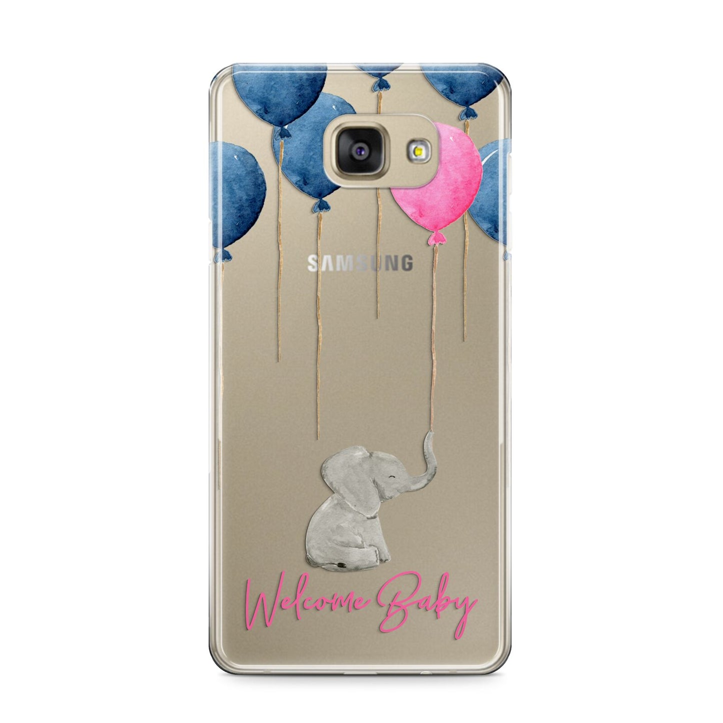 Elephant with Balloons Baby Girl Reveal Samsung Galaxy A9 2016 Case on gold phone