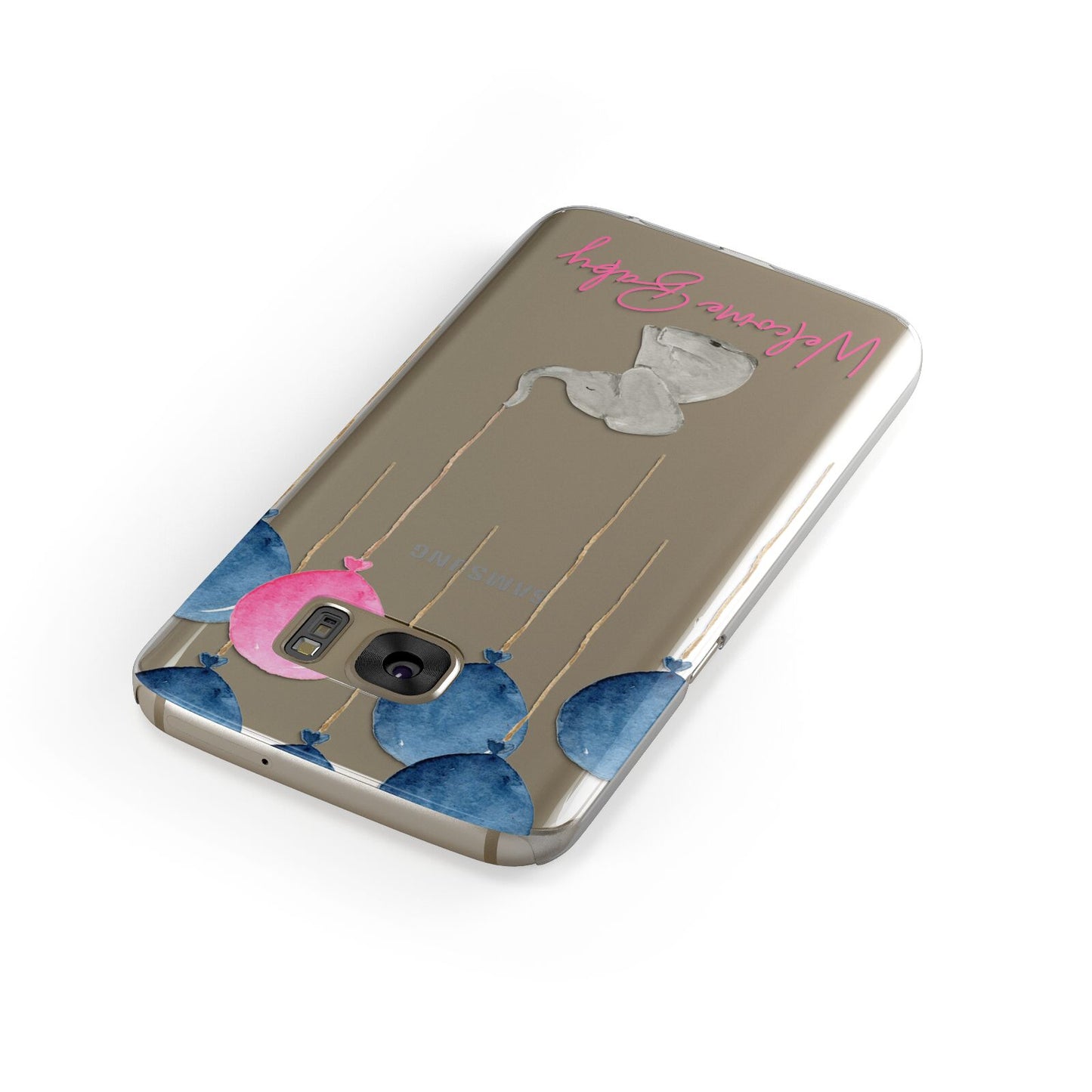 Elephant with Balloons Baby Girl Reveal Samsung Galaxy Case Front Close Up