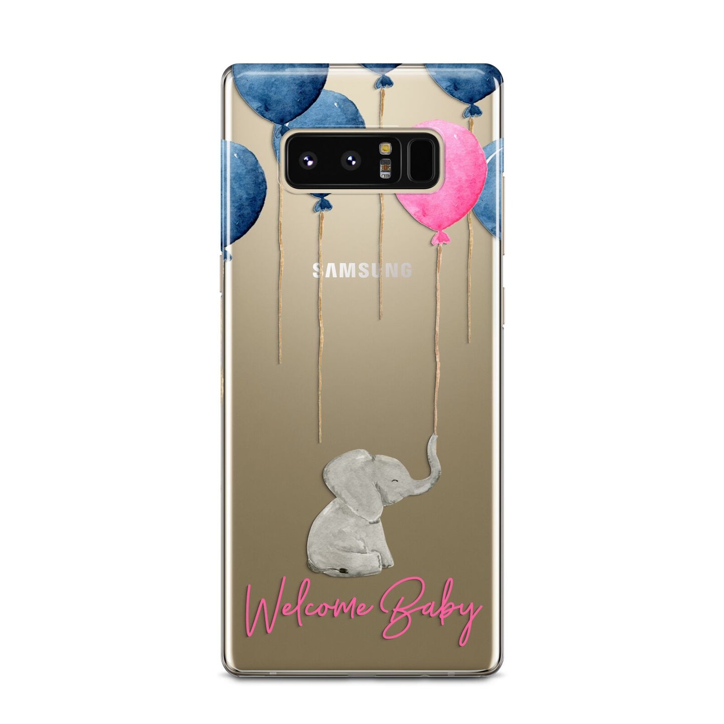 Elephant with Balloons Baby Girl Reveal Samsung Galaxy Note 8 Case