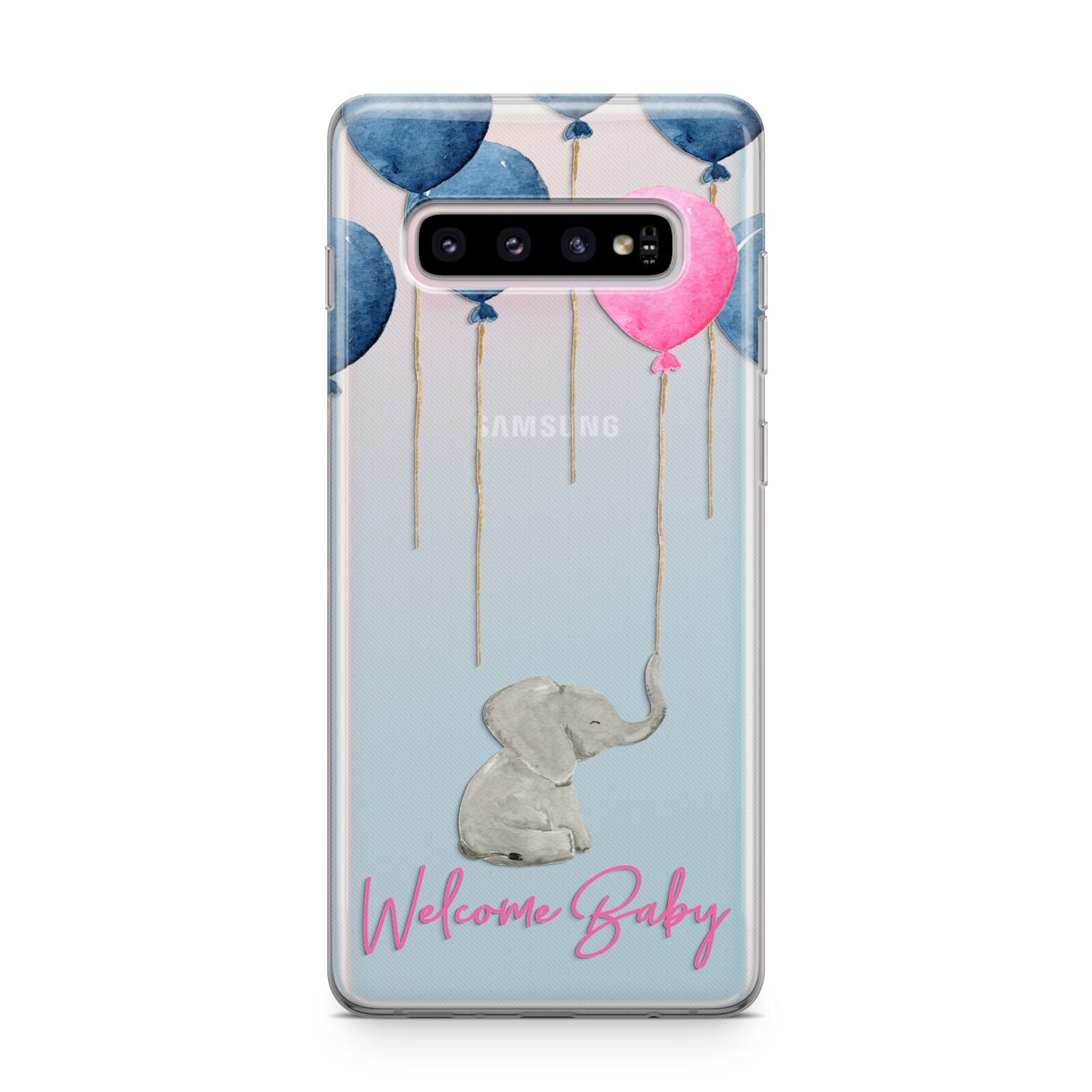 Elephant with Balloons Baby Girl Reveal Samsung Galaxy S10 Plus Case