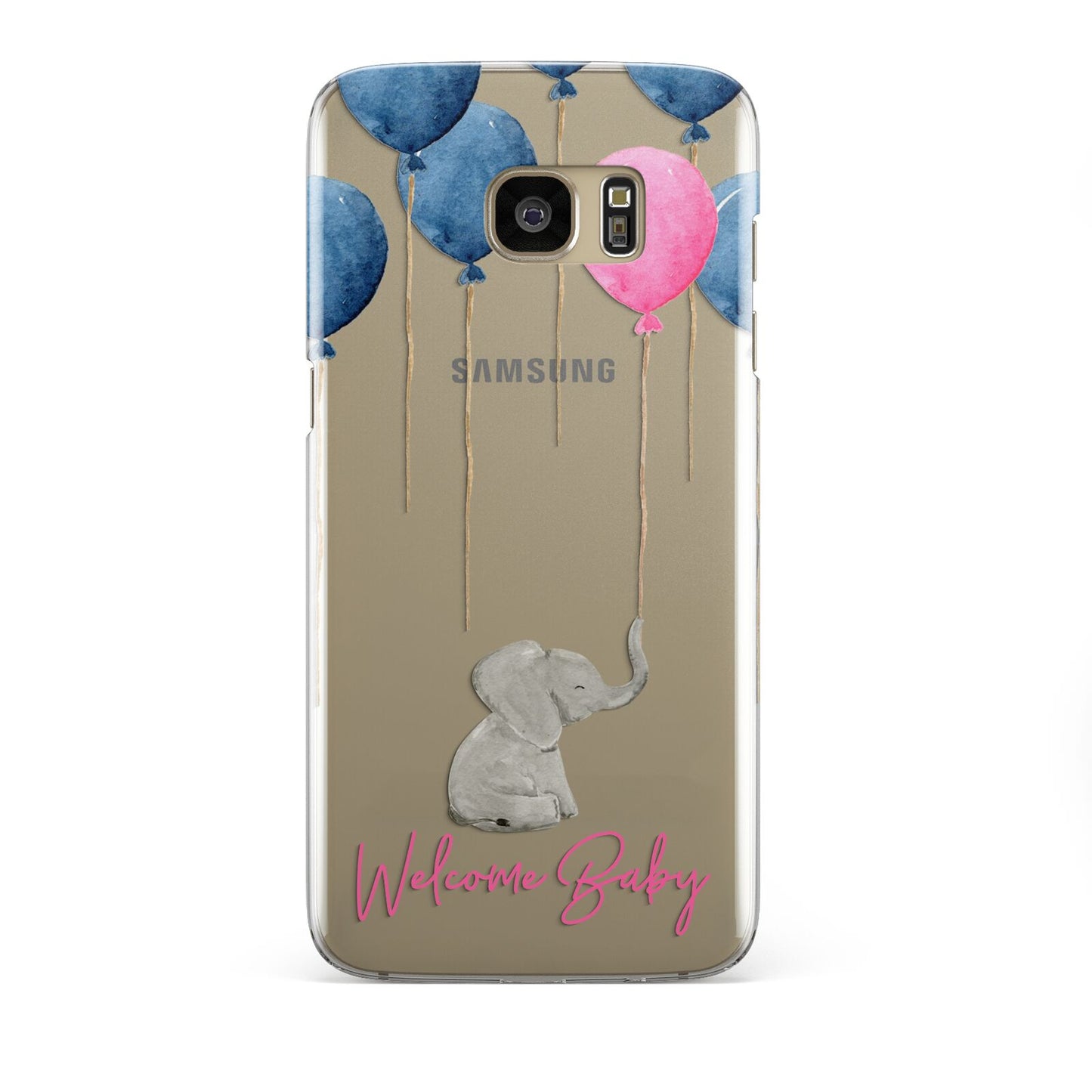 Elephant with Balloons Baby Girl Reveal Samsung Galaxy S7 Edge Case