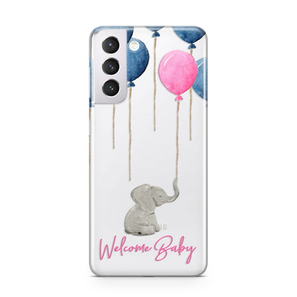 Elephant with Balloons Baby Girl Reveal Samsung S21 Case