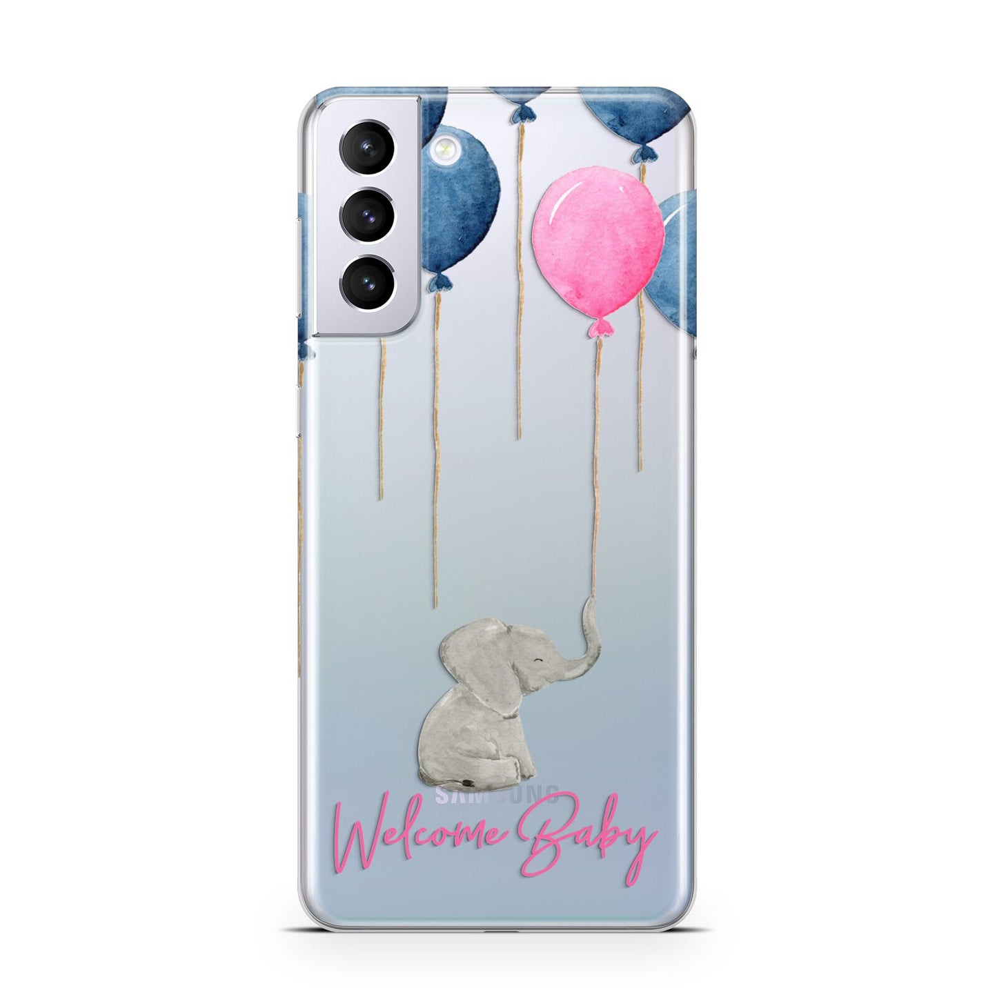 Elephant with Balloons Baby Girl Reveal Samsung S21 Plus Case