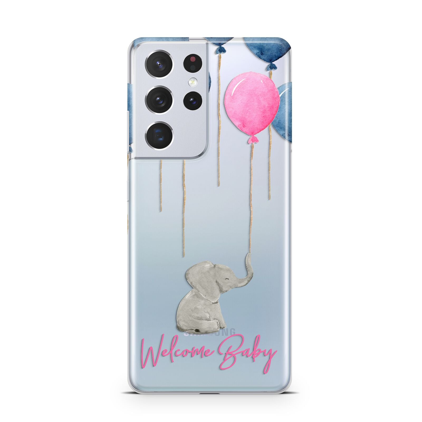 Elephant with Balloons Baby Girl Reveal Samsung S21 Ultra Case