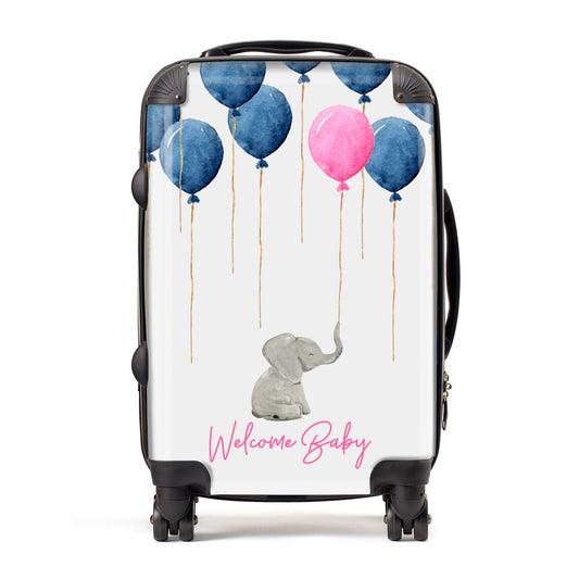 Elephant with Balloons Baby Girl Reveal Suitcase