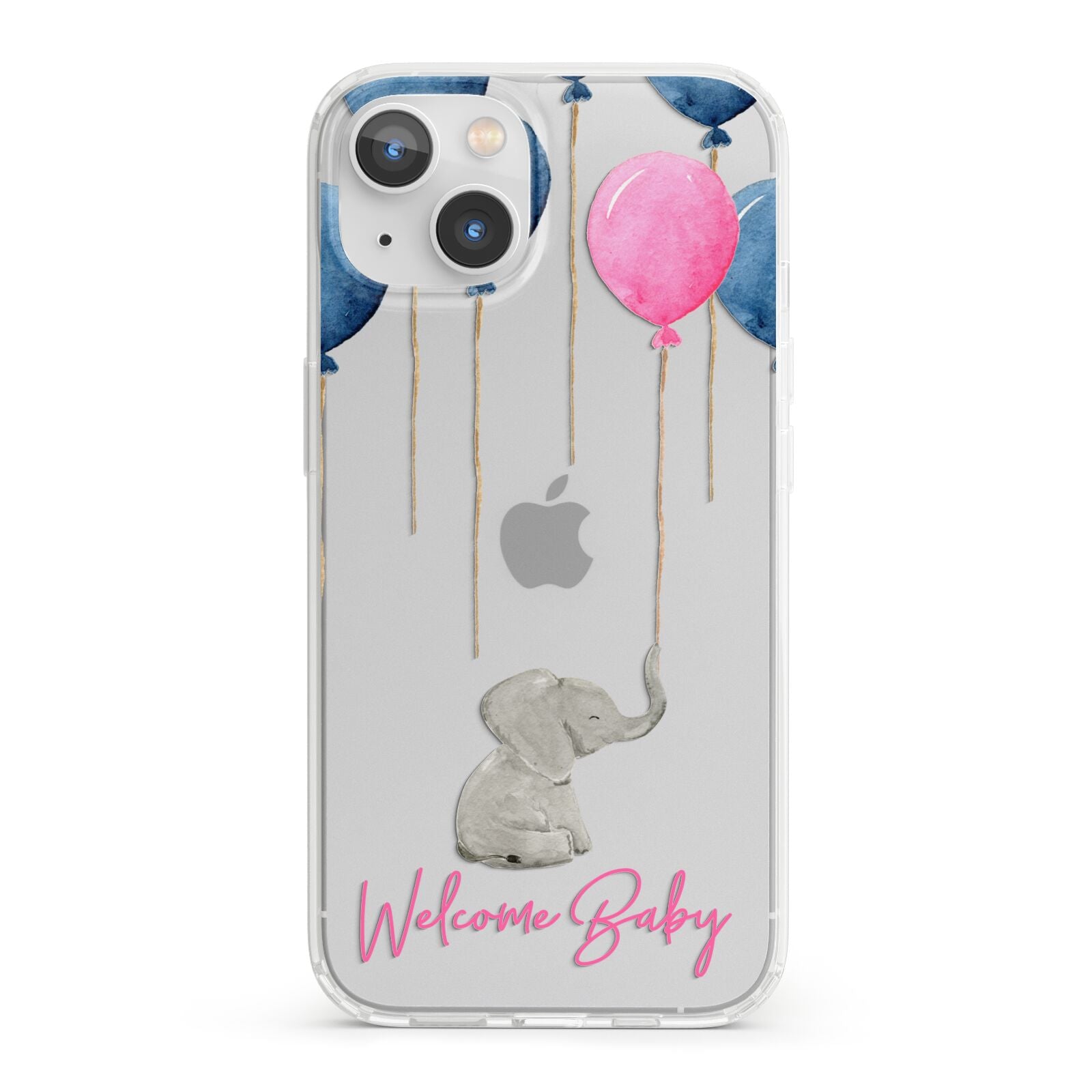 Elephant with Balloons Baby Girl Reveal iPhone 13 Clear Bumper Case