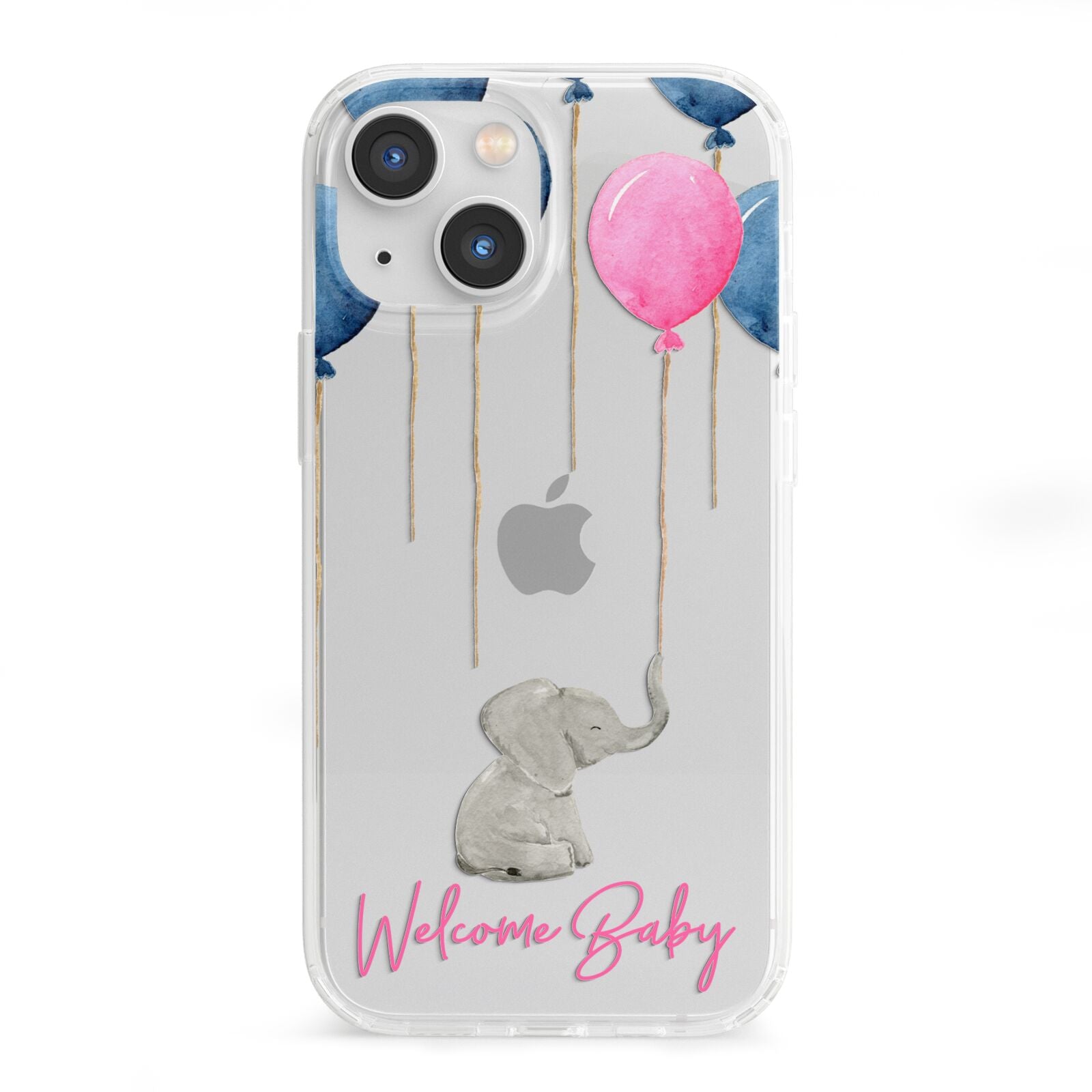 Elephant with Balloons Baby Girl Reveal iPhone 13 Mini Clear Bumper Case