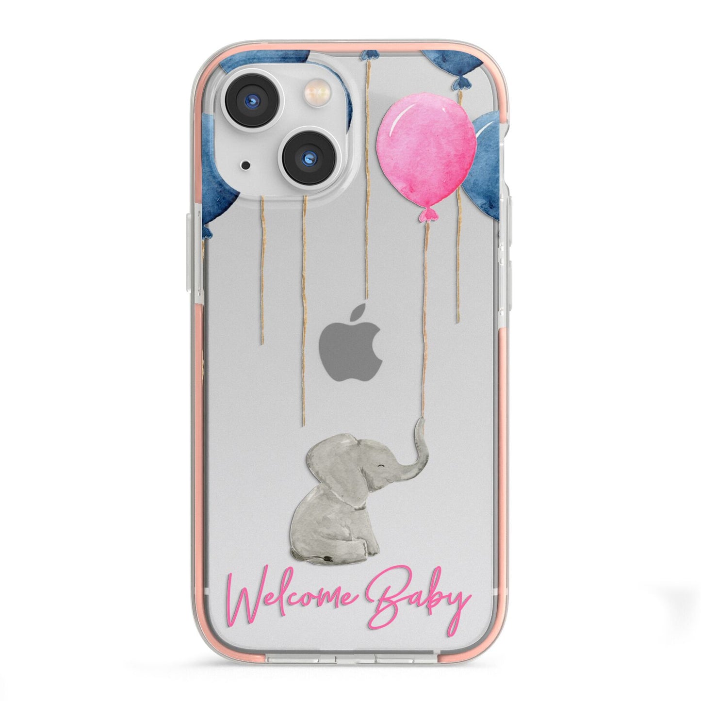 Elephant with Balloons Baby Girl Reveal iPhone 13 Mini TPU Impact Case with Pink Edges