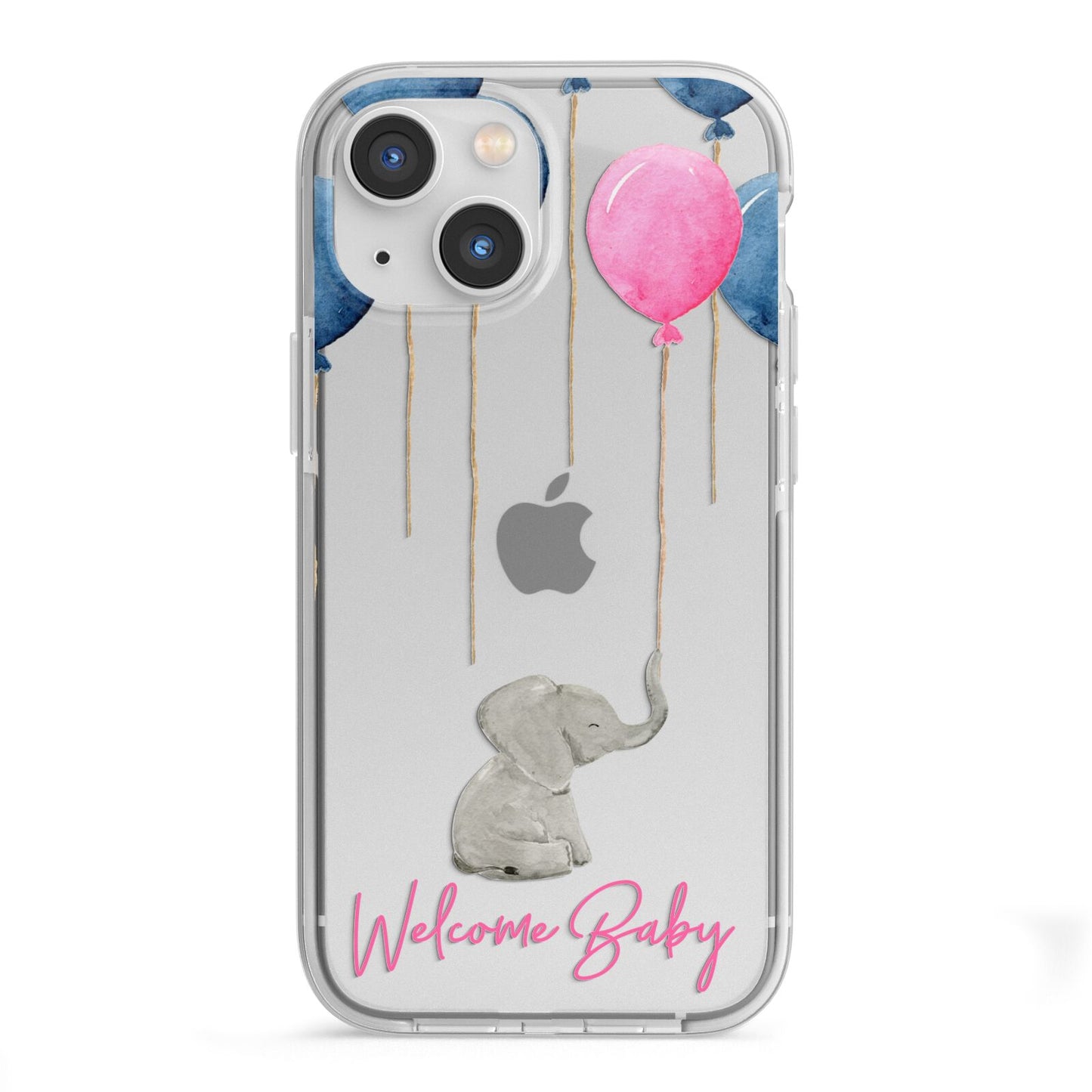 Elephant with Balloons Baby Girl Reveal iPhone 13 Mini TPU Impact Case with White Edges