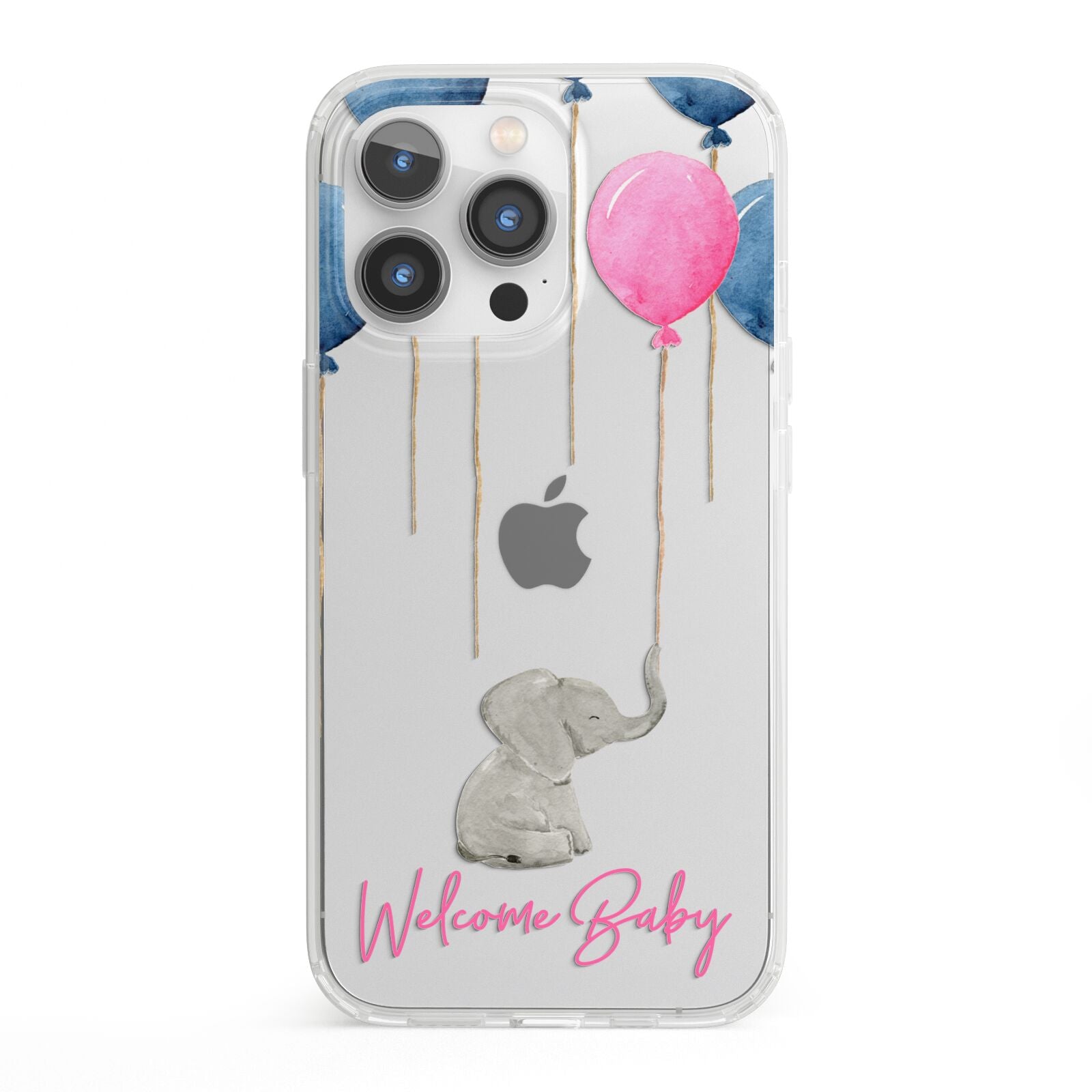 Elephant with Balloons Baby Girl Reveal iPhone 13 Pro Clear Bumper Case