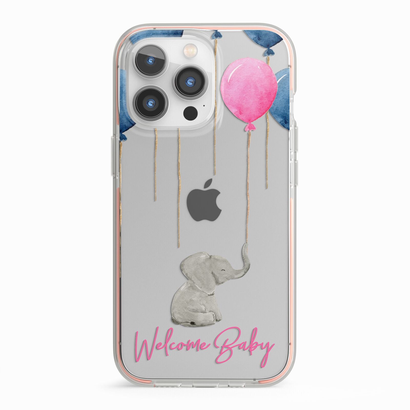 Elephant with Balloons Baby Girl Reveal iPhone 13 Pro TPU Impact Case with Pink Edges