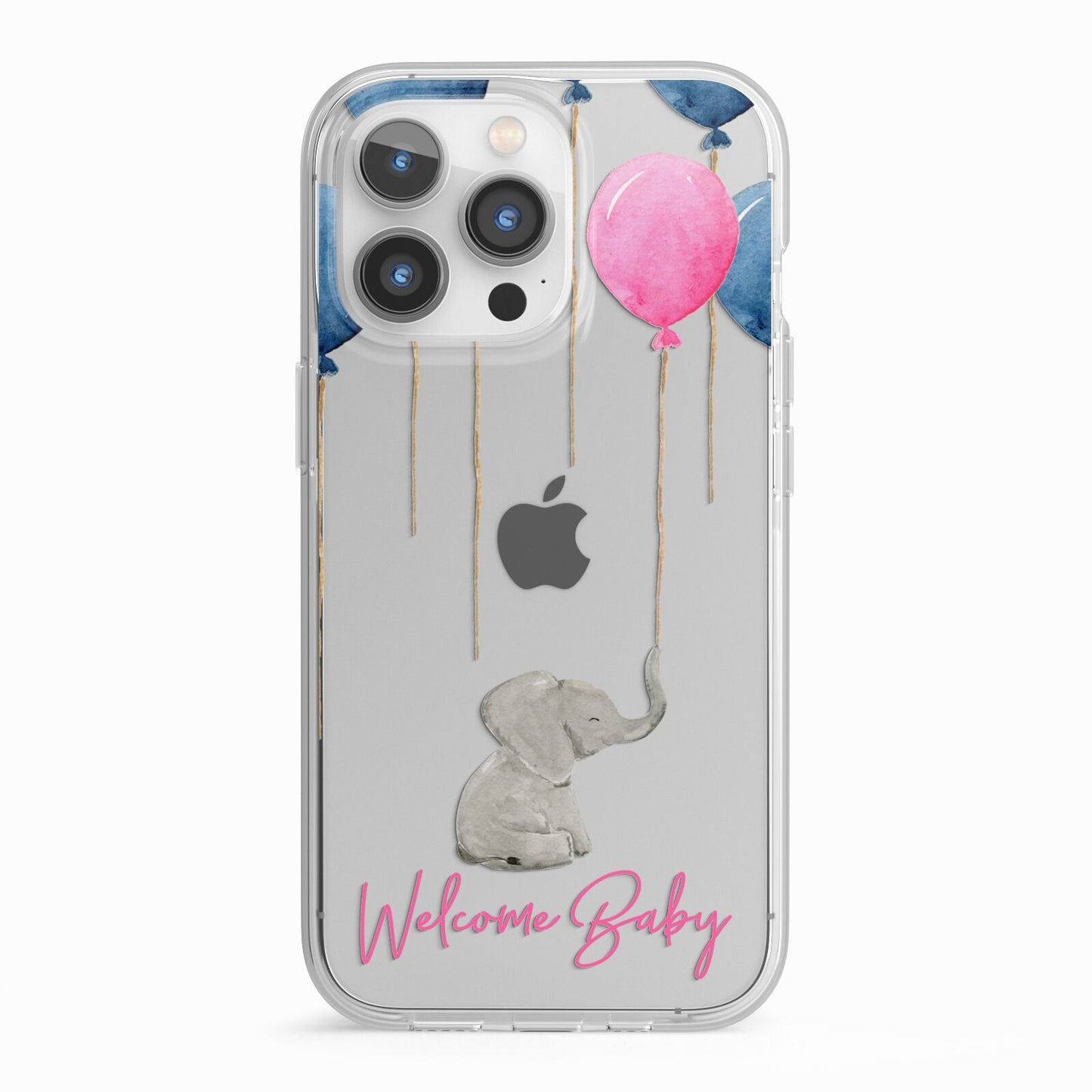 Elephant with Balloons Baby Girl Reveal iPhone 13 Pro TPU Impact Case with White Edges