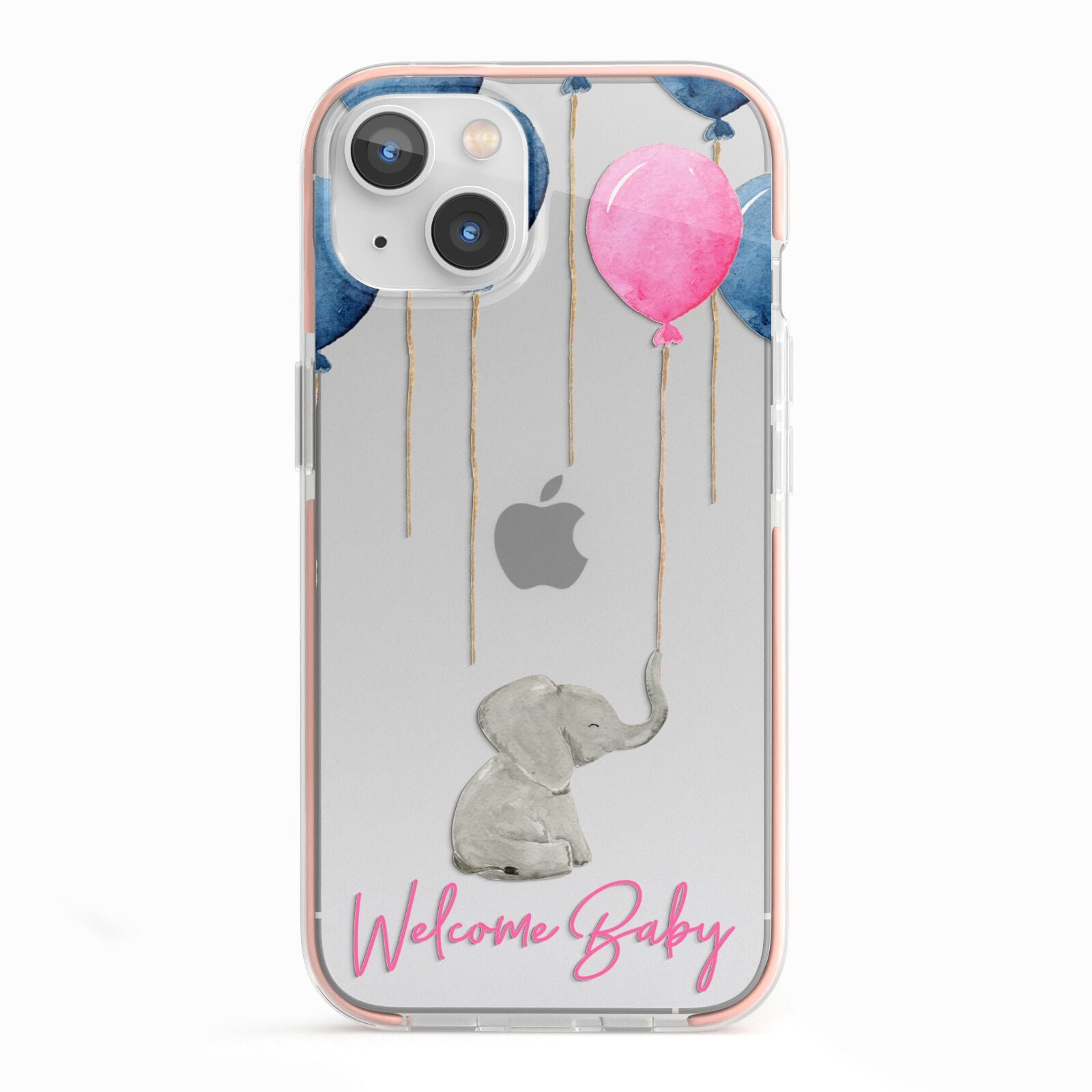 Elephant with Balloons Baby Girl Reveal iPhone 13 TPU Impact Case with Pink Edges