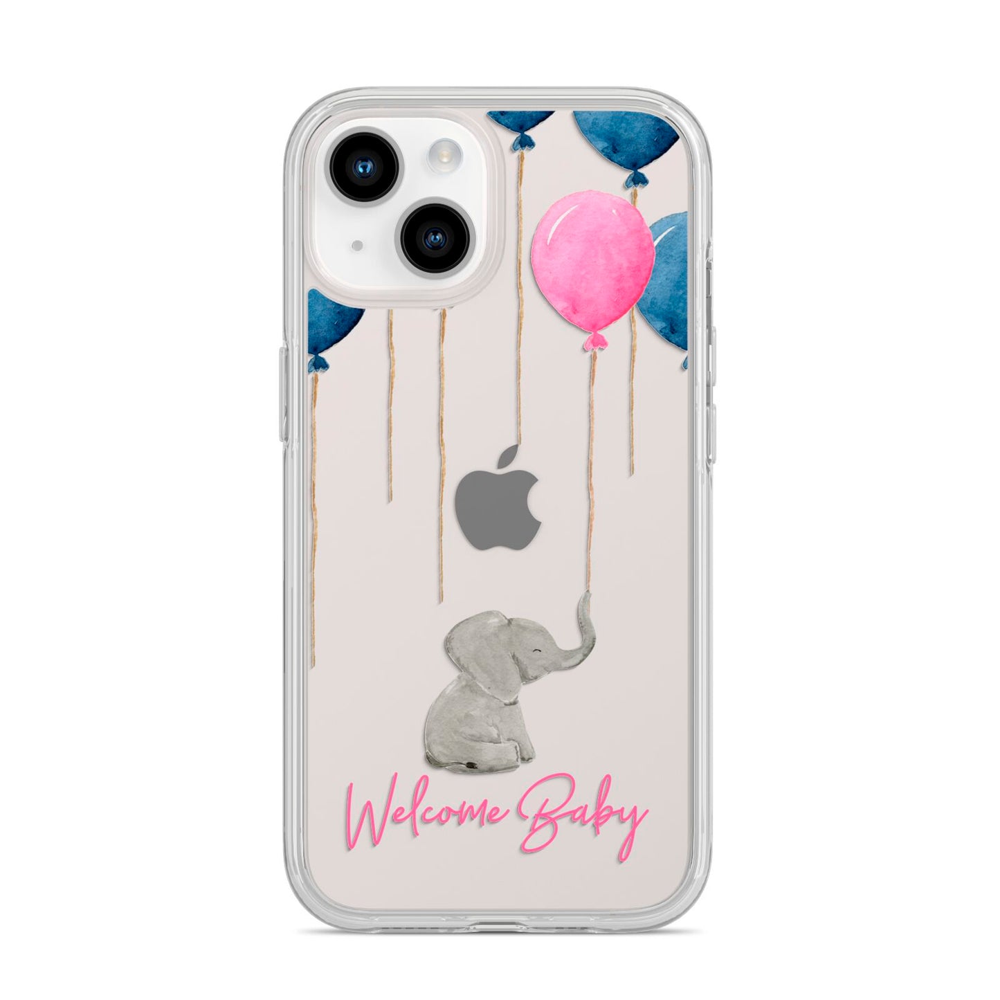 Elephant with Balloons Baby Girl Reveal iPhone 14 Clear Tough Case Starlight