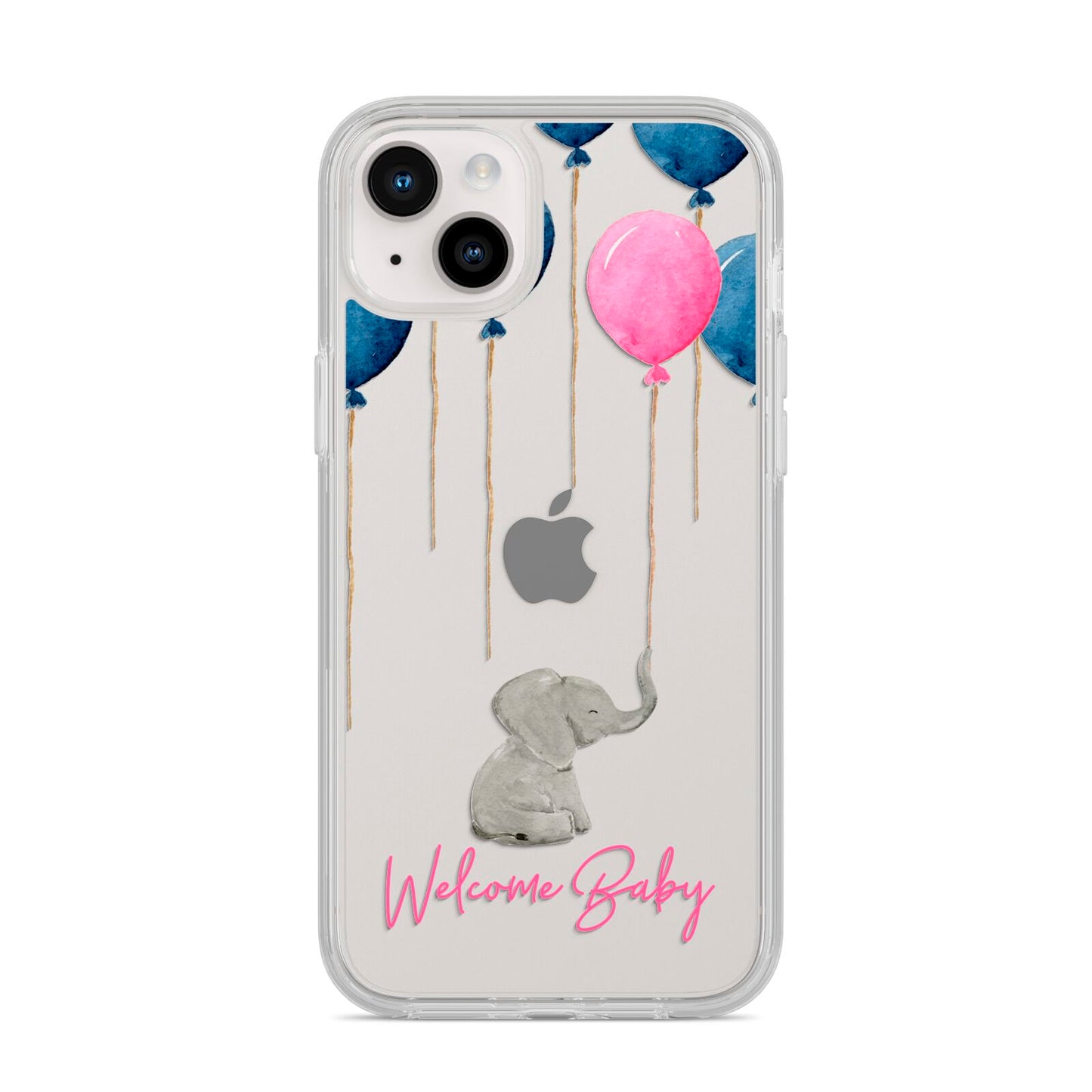 Elephant with Balloons Baby Girl Reveal iPhone 14 Plus Clear Tough Case Starlight