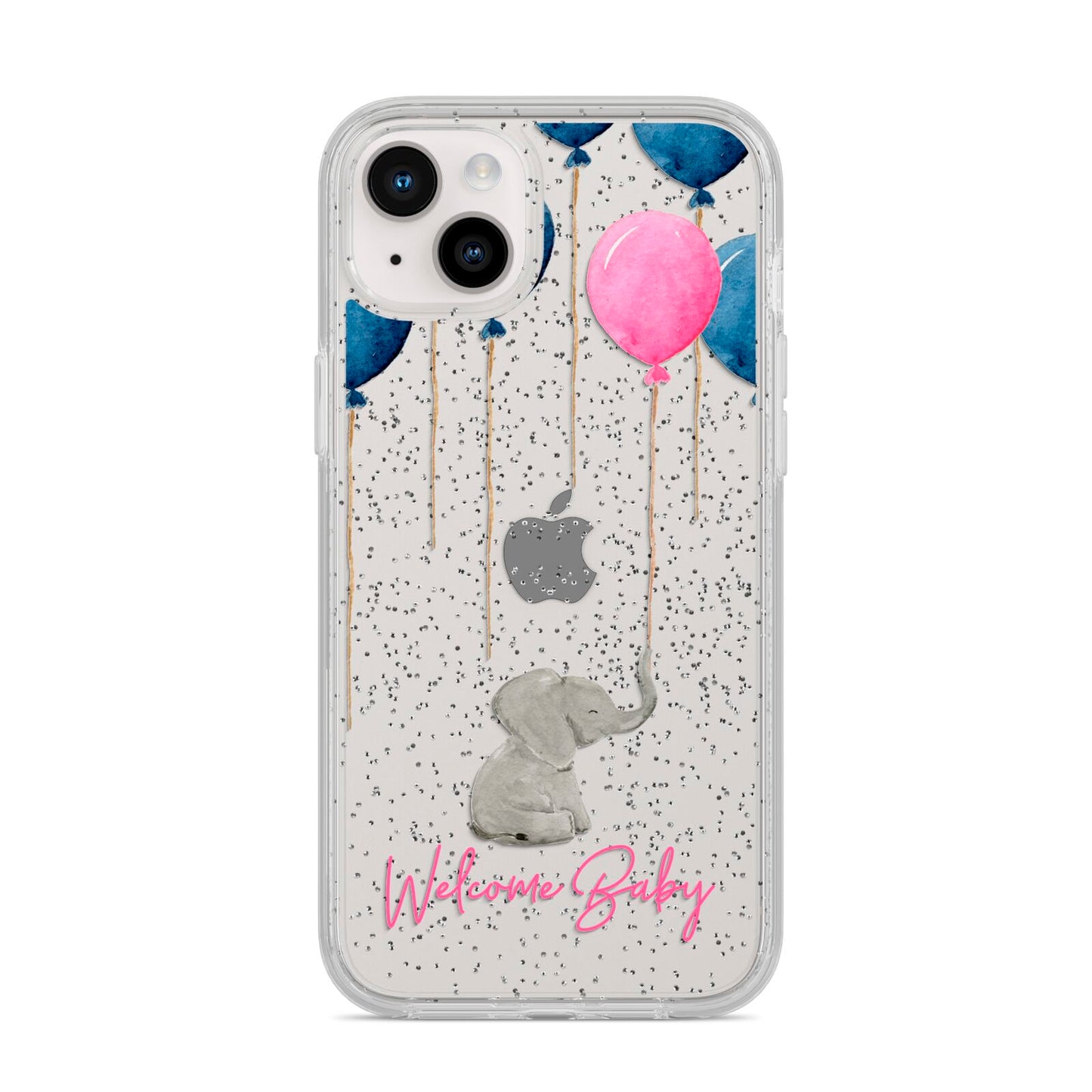 Elephant with Balloons Baby Girl Reveal iPhone 14 Plus Glitter Tough Case Starlight