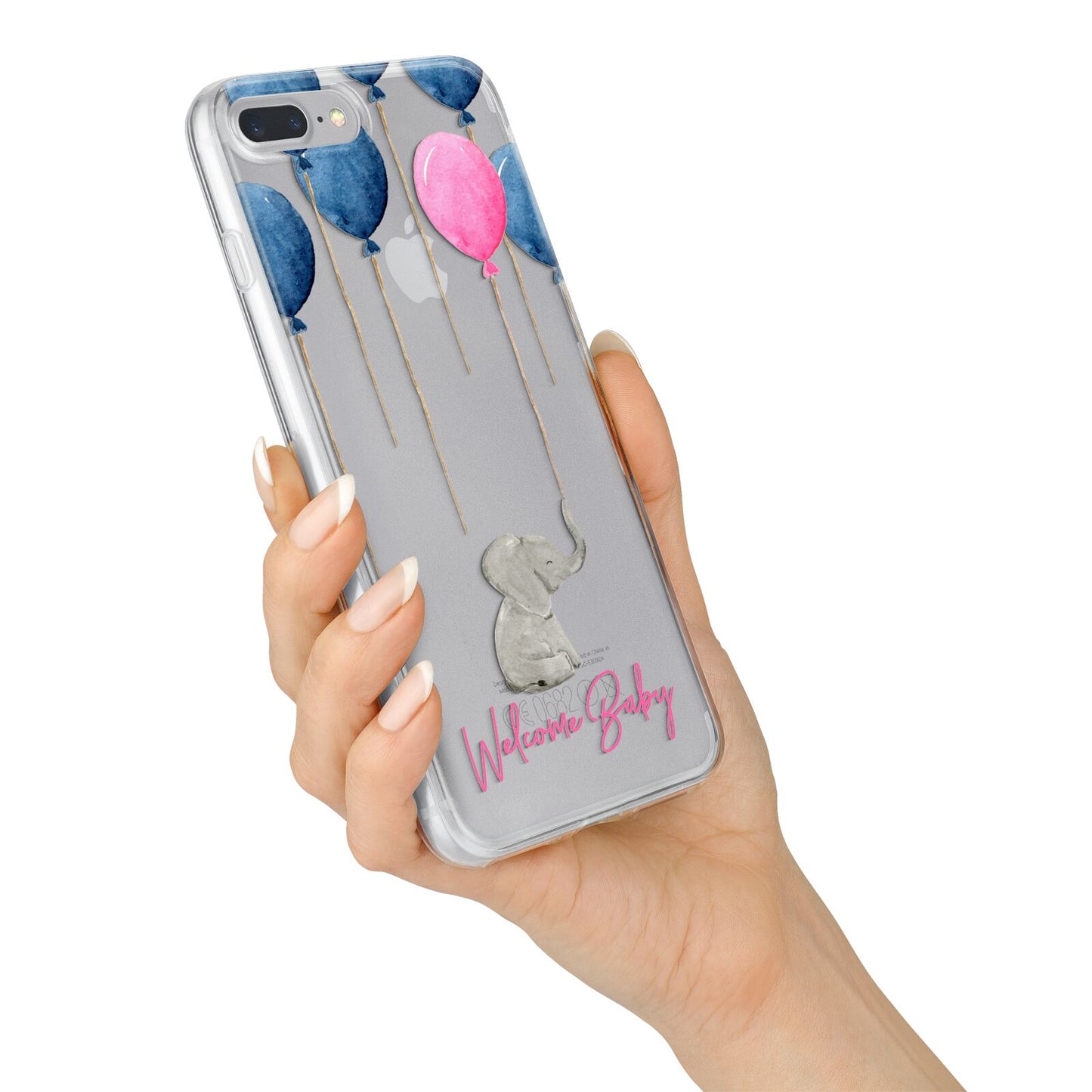 Elephant with Balloons Baby Girl Reveal iPhone 7 Plus Bumper Case on Silver iPhone Alternative Image