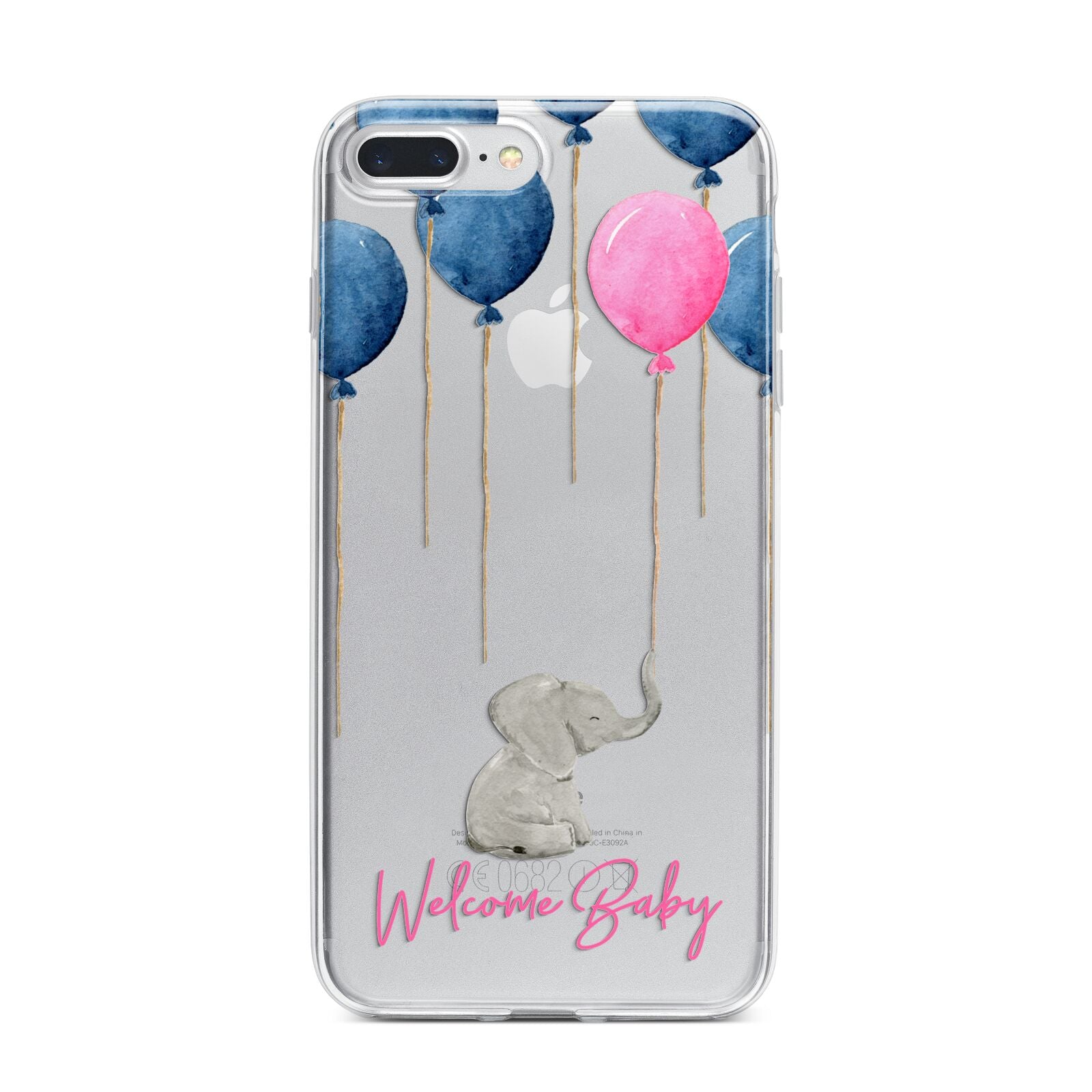 Elephant with Balloons Baby Girl Reveal iPhone 7 Plus Bumper Case on Silver iPhone