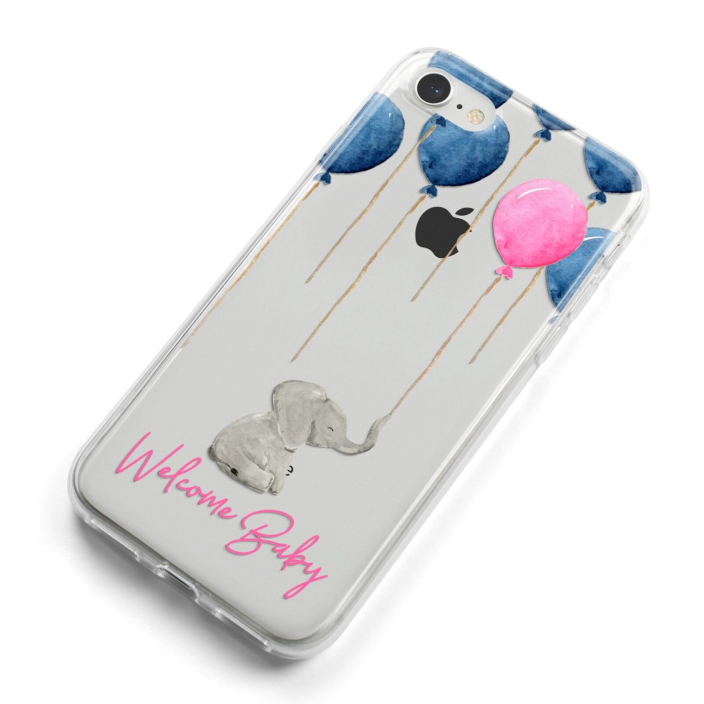 Elephant with Balloons Baby Girl Reveal iPhone 8 Bumper Case on Silver iPhone Alternative Image