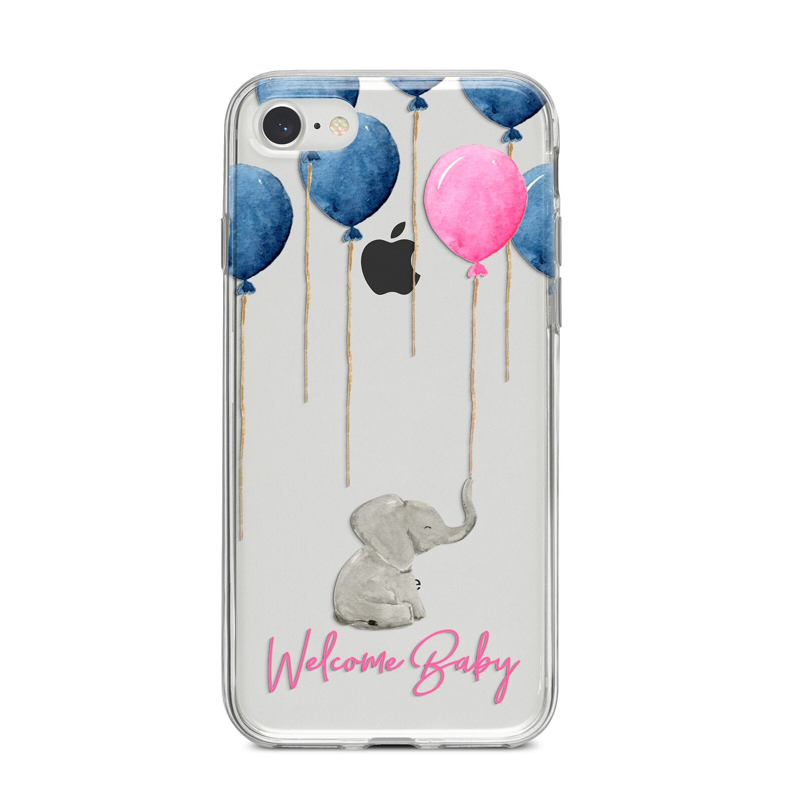 Elephant with Balloons Baby Girl Reveal iPhone 8 Bumper Case on Silver iPhone