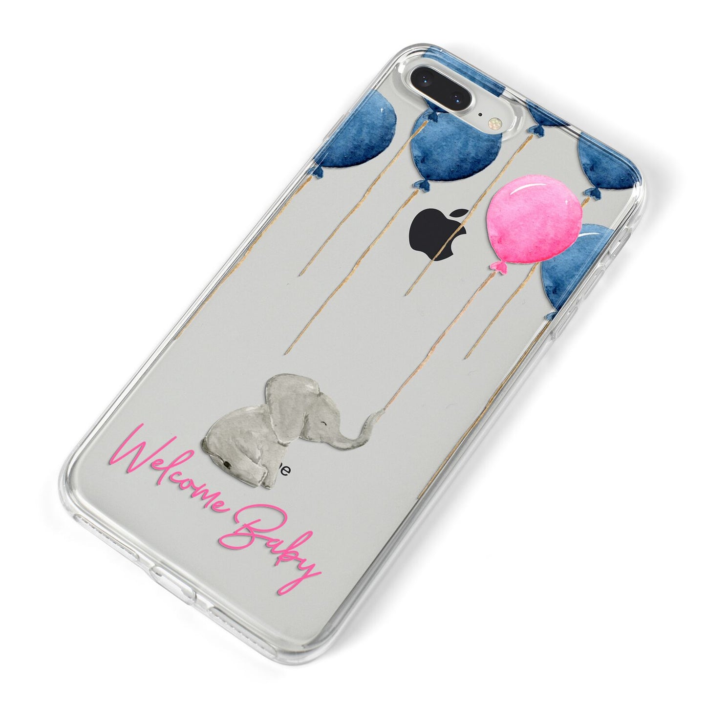 Elephant with Balloons Baby Girl Reveal iPhone 8 Plus Bumper Case on Silver iPhone Alternative Image