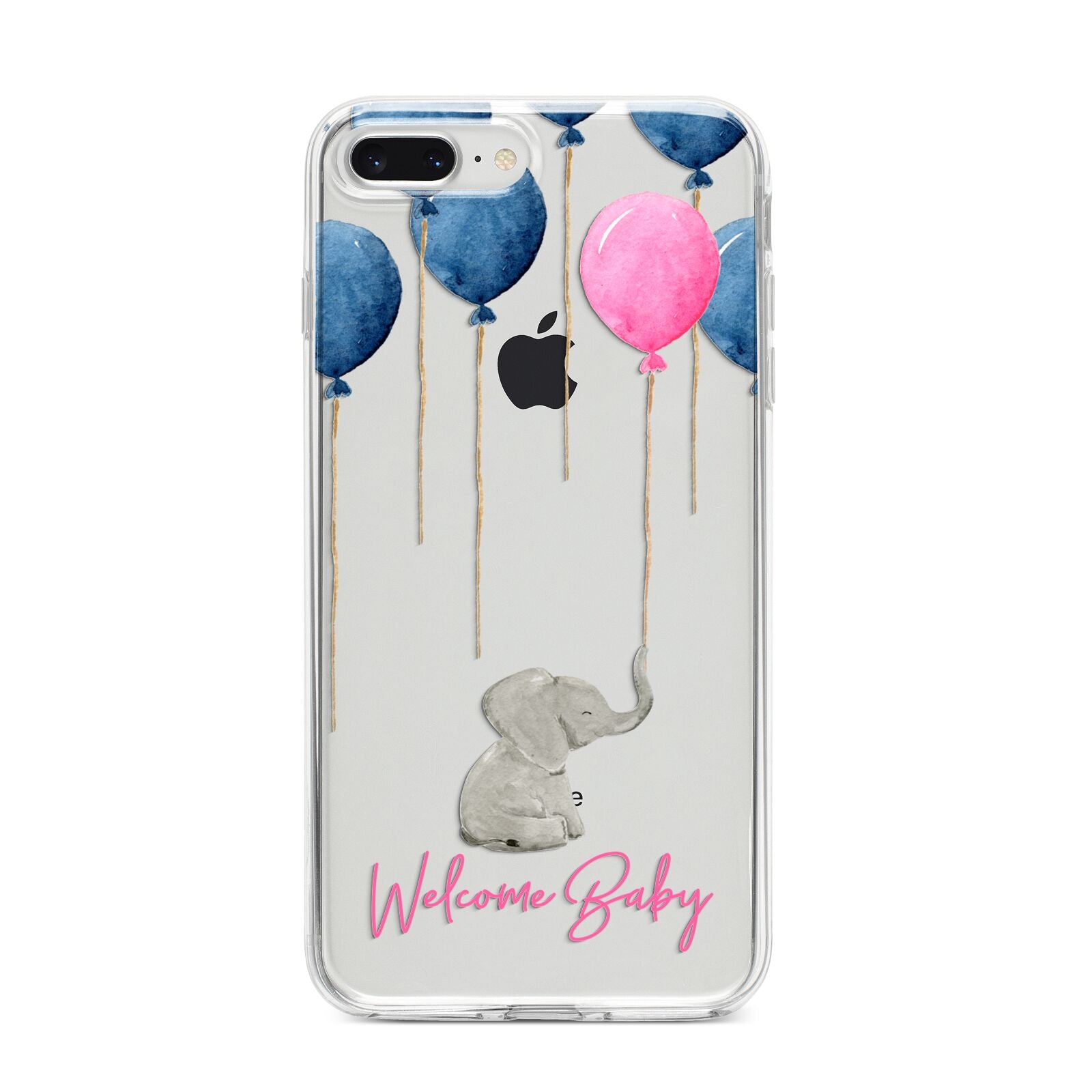 Elephant with Balloons Baby Girl Reveal iPhone 8 Plus Bumper Case on Silver iPhone