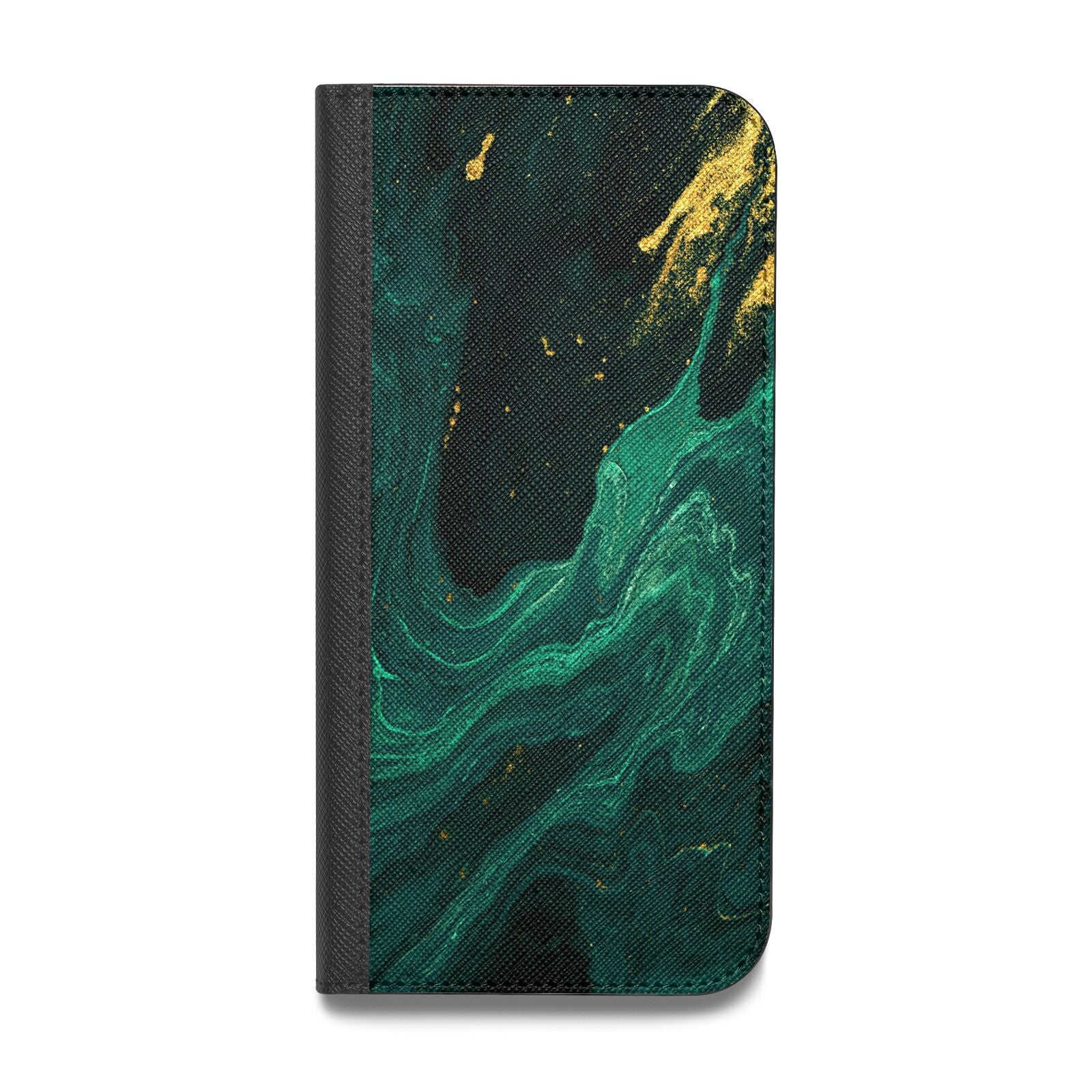 Emerald Green Vegan Leather Flip iPhone Case Dyefor