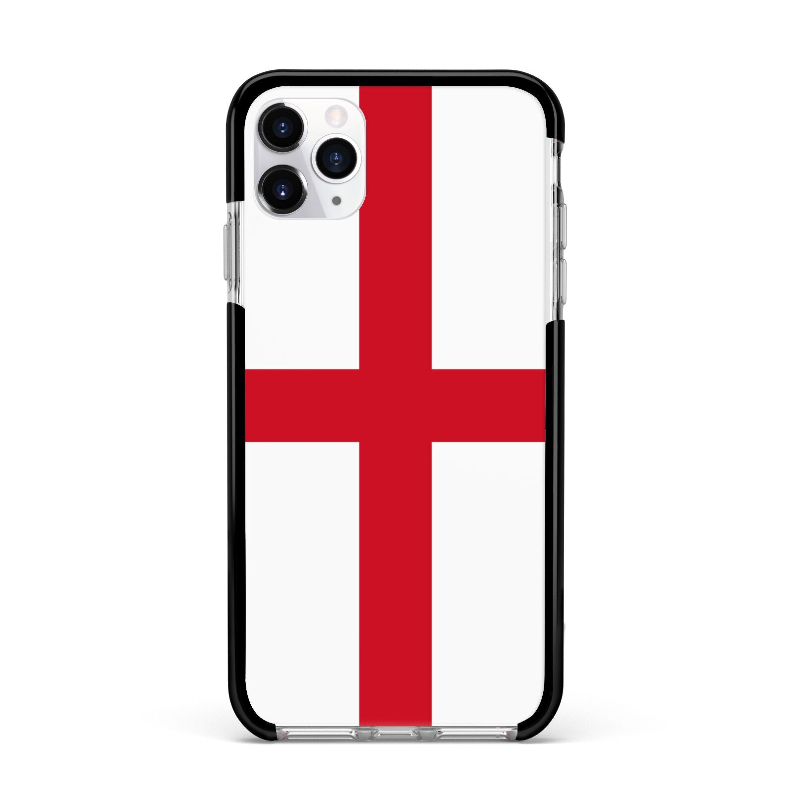 England Flag Apple iPhone 11 Pro Max in Silver with Black Impact Case