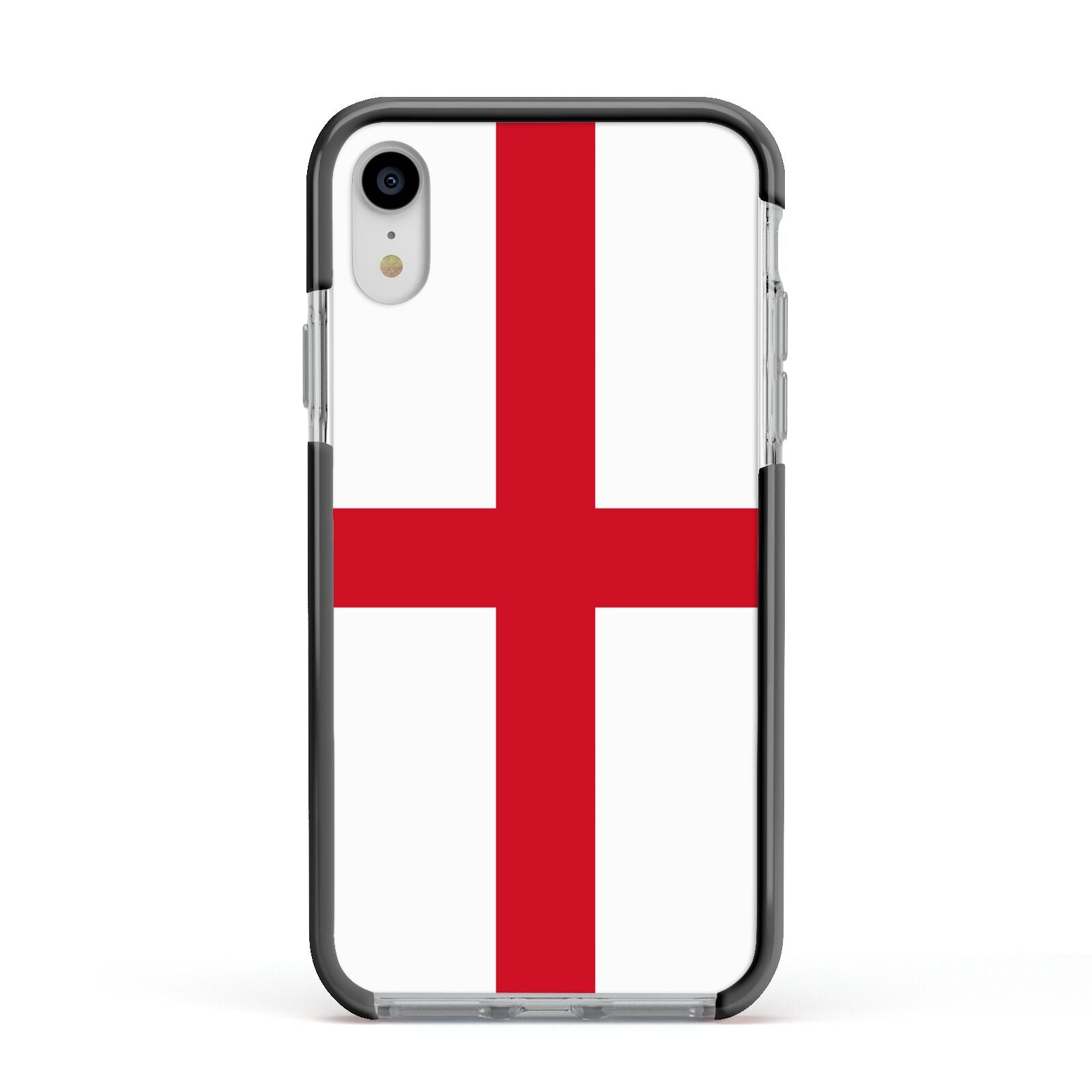 England Flag Apple iPhone XR Impact Case Black Edge on Silver Phone