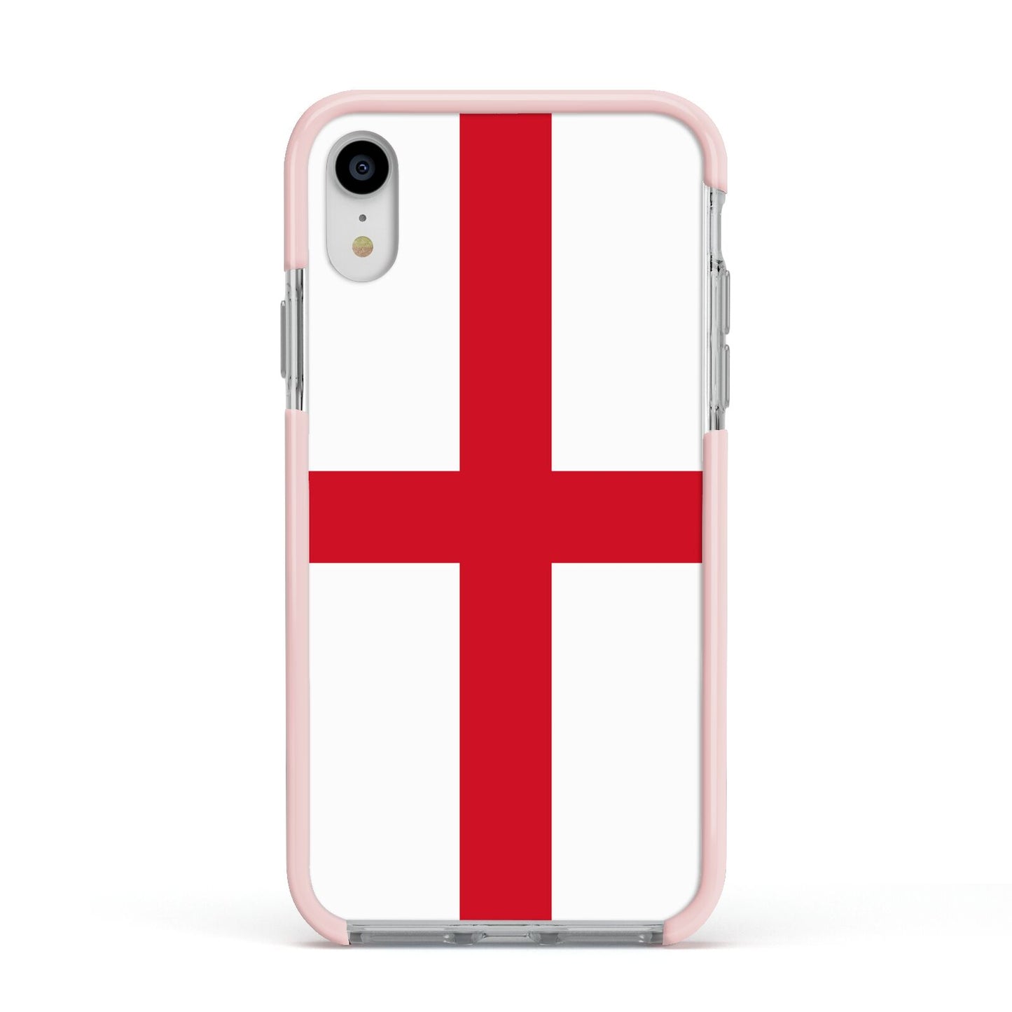 England Flag Apple iPhone XR Impact Case Pink Edge on Silver Phone