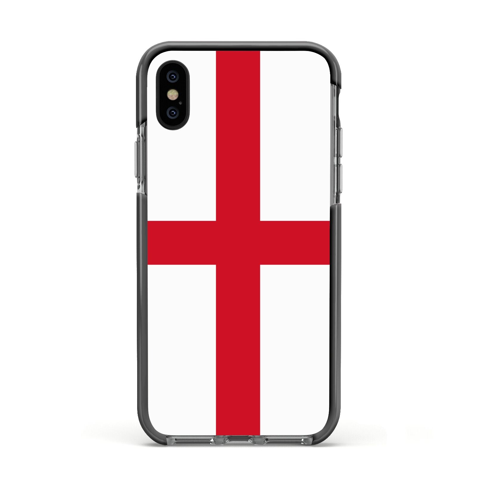 England Flag Apple iPhone Xs Impact Case Black Edge on Black Phone