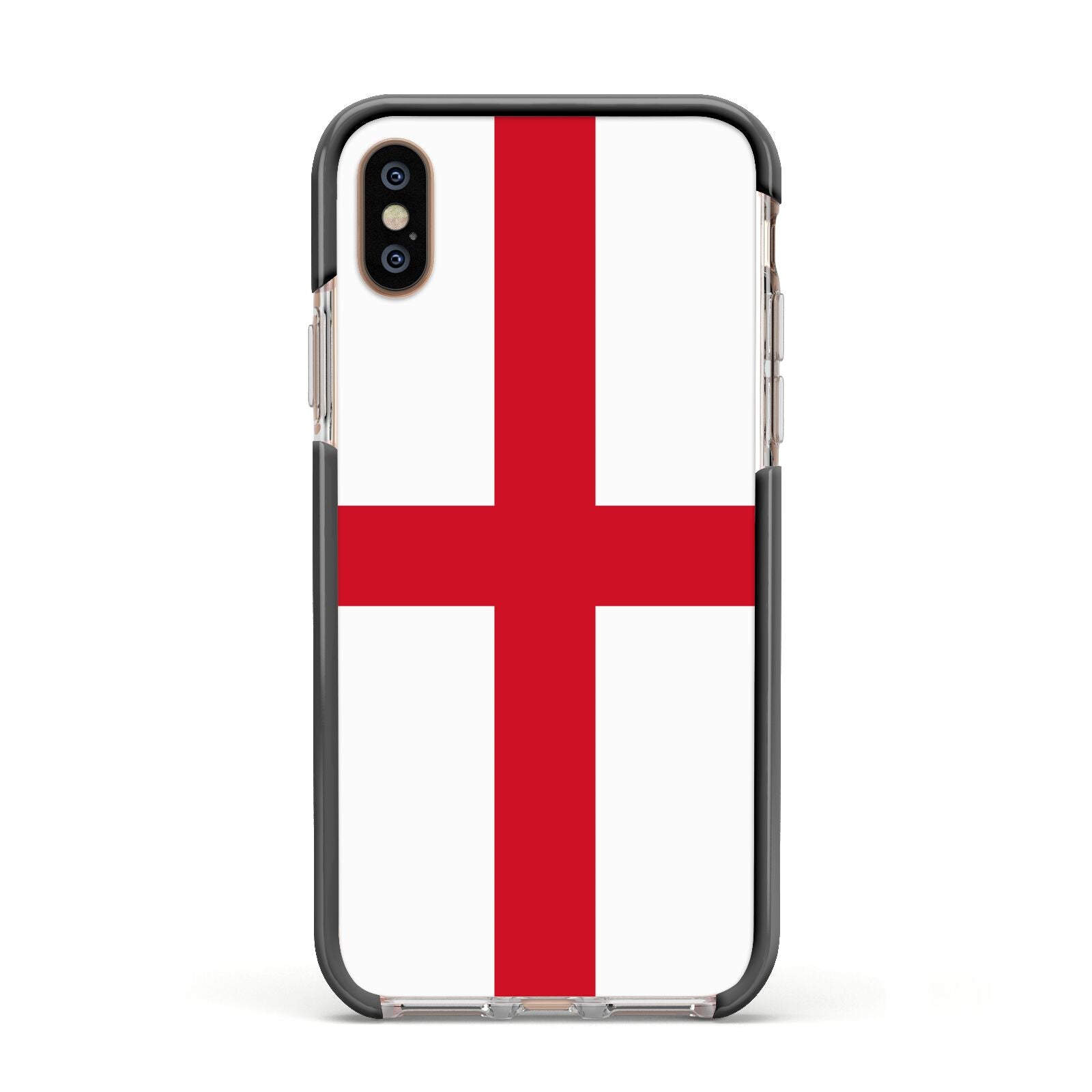 England Flag Apple iPhone Xs Impact Case Black Edge on Gold Phone