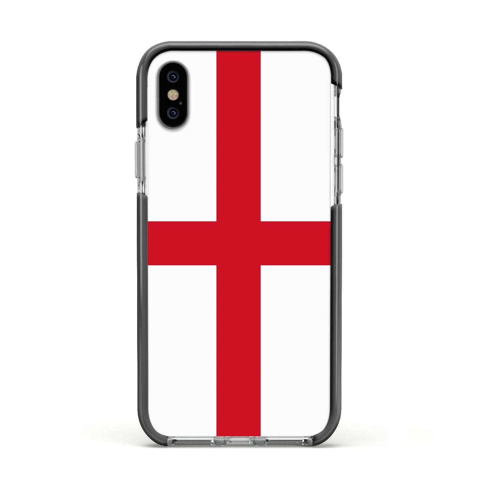 England Flag Apple iPhone Xs Impact Case Black Edge on Silver Phone