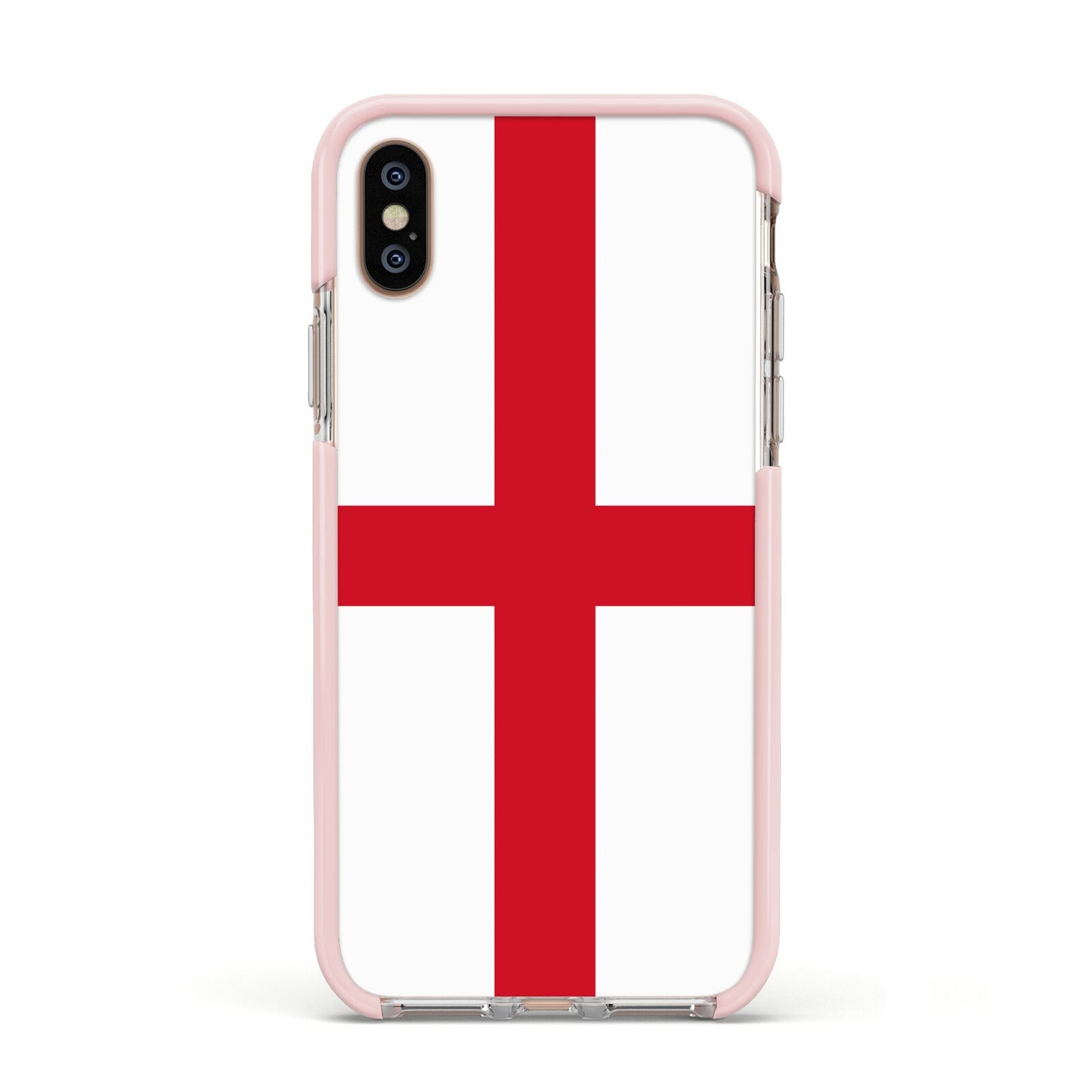 England Flag Apple iPhone Xs Impact Case Pink Edge on Gold Phone