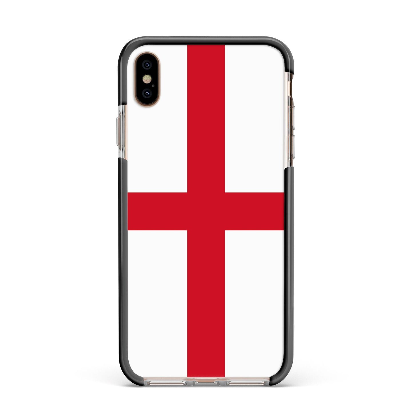 England Flag Apple iPhone Xs Max Impact Case Black Edge on Gold Phone