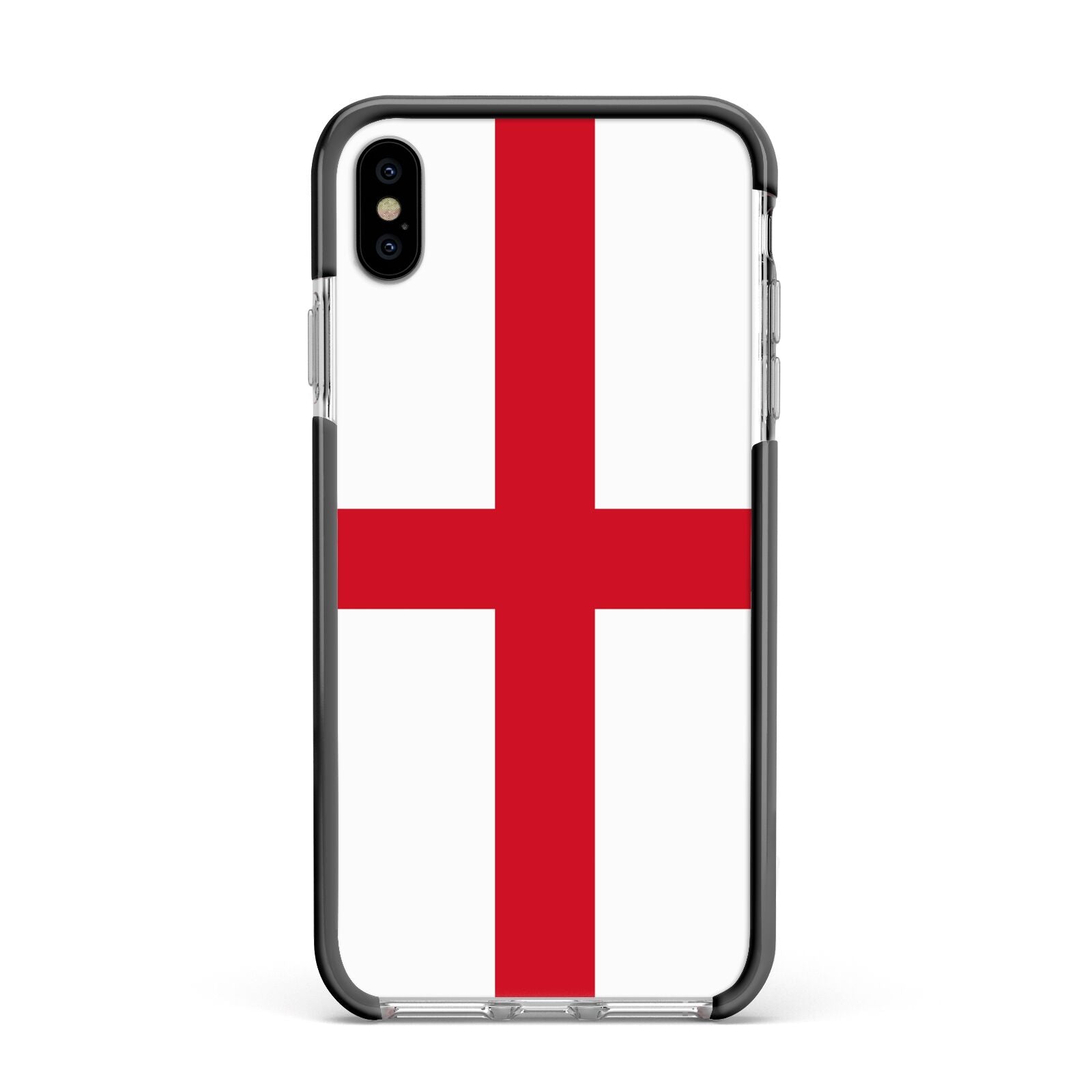 England Flag Apple iPhone Xs Max Impact Case Black Edge on Silver Phone