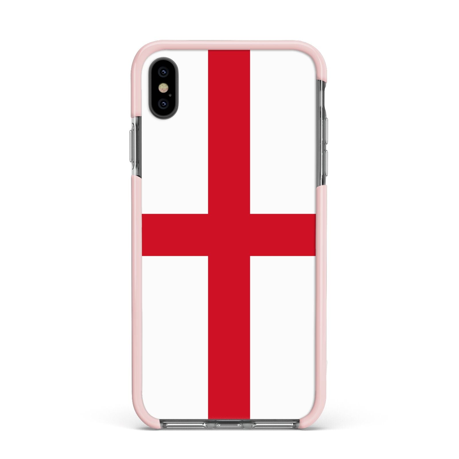 England Flag Apple iPhone Xs Max Impact Case Pink Edge on Black Phone