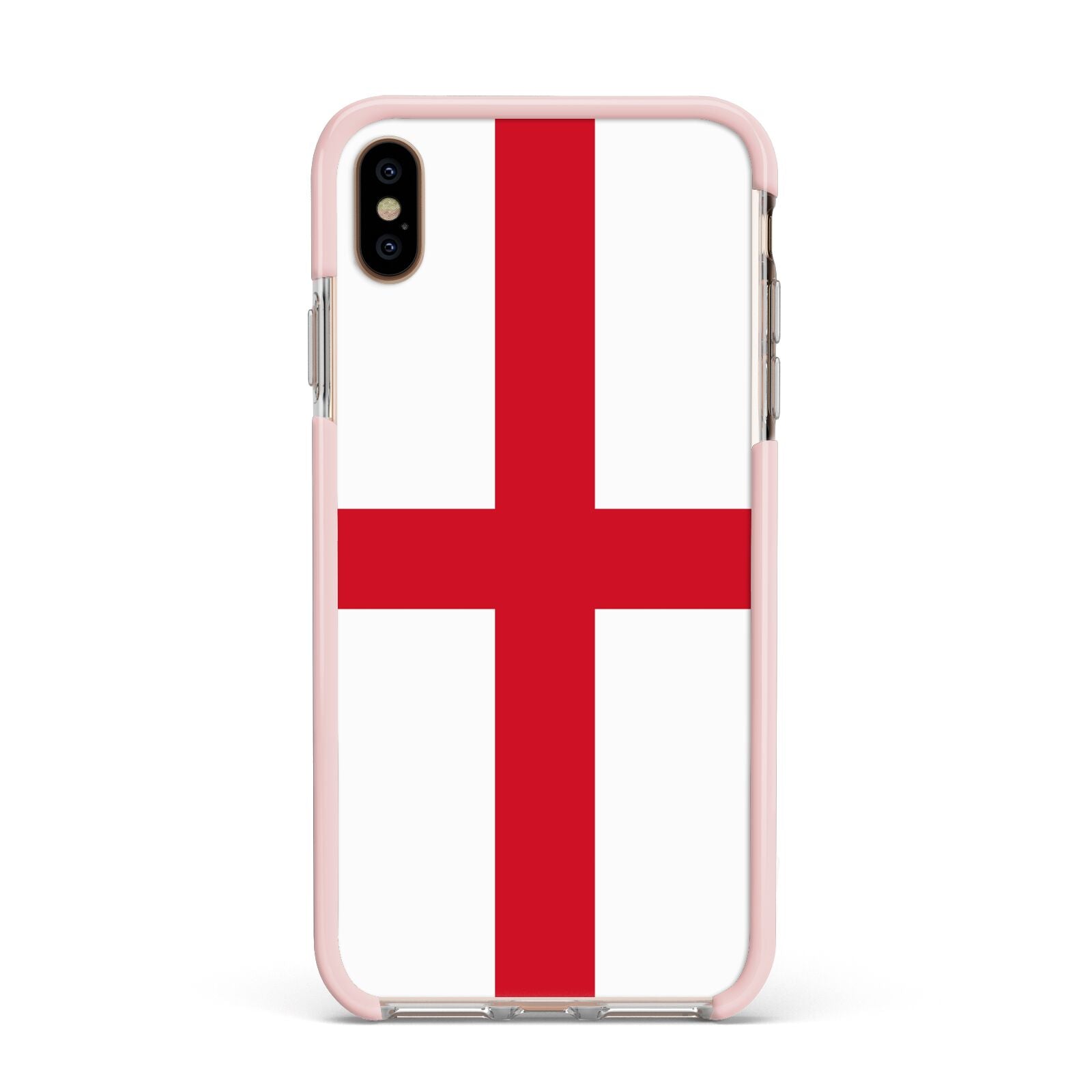 England Flag Apple iPhone Xs Max Impact Case Pink Edge on Gold Phone