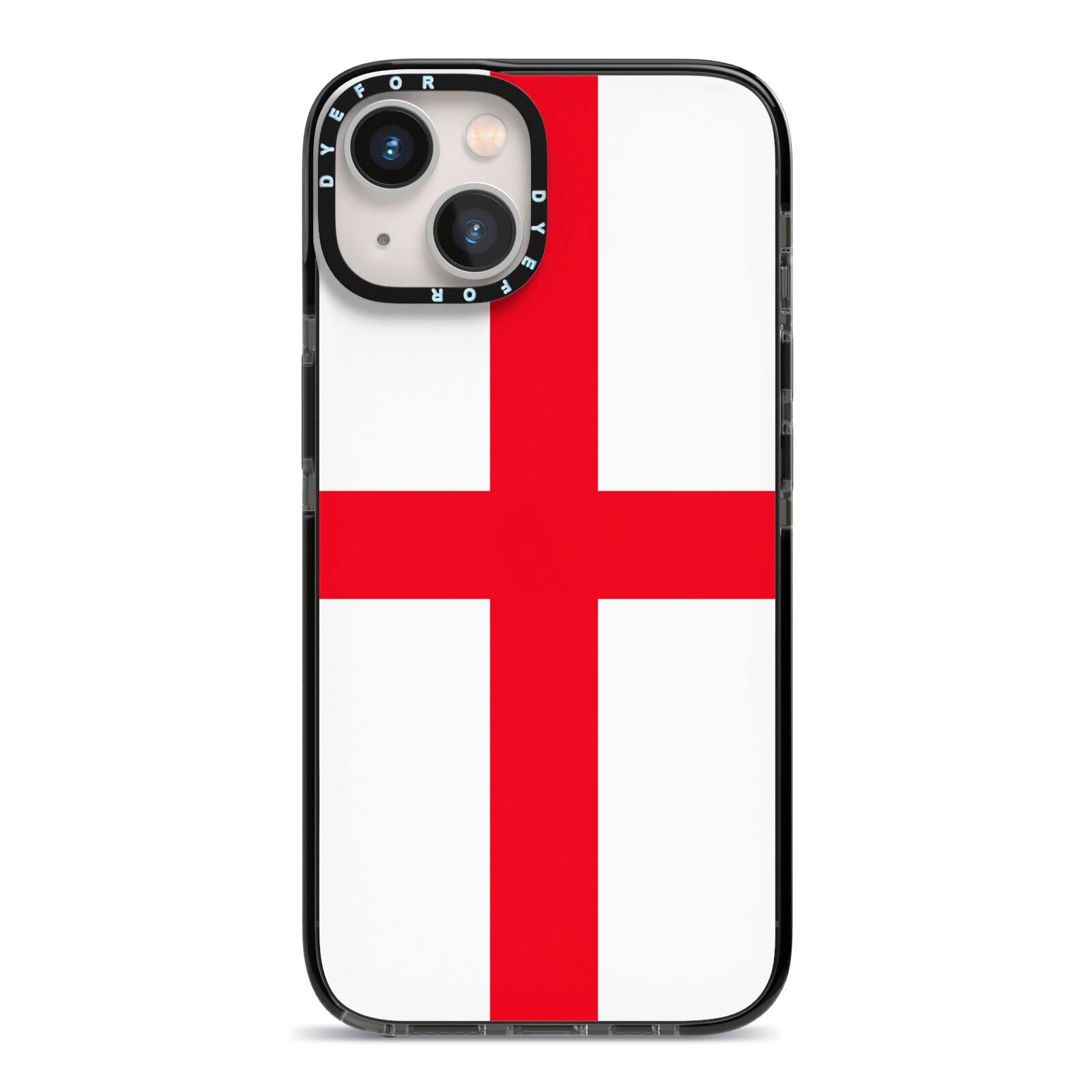 England Flag iPhone 13 Black Impact Case on Silver phone