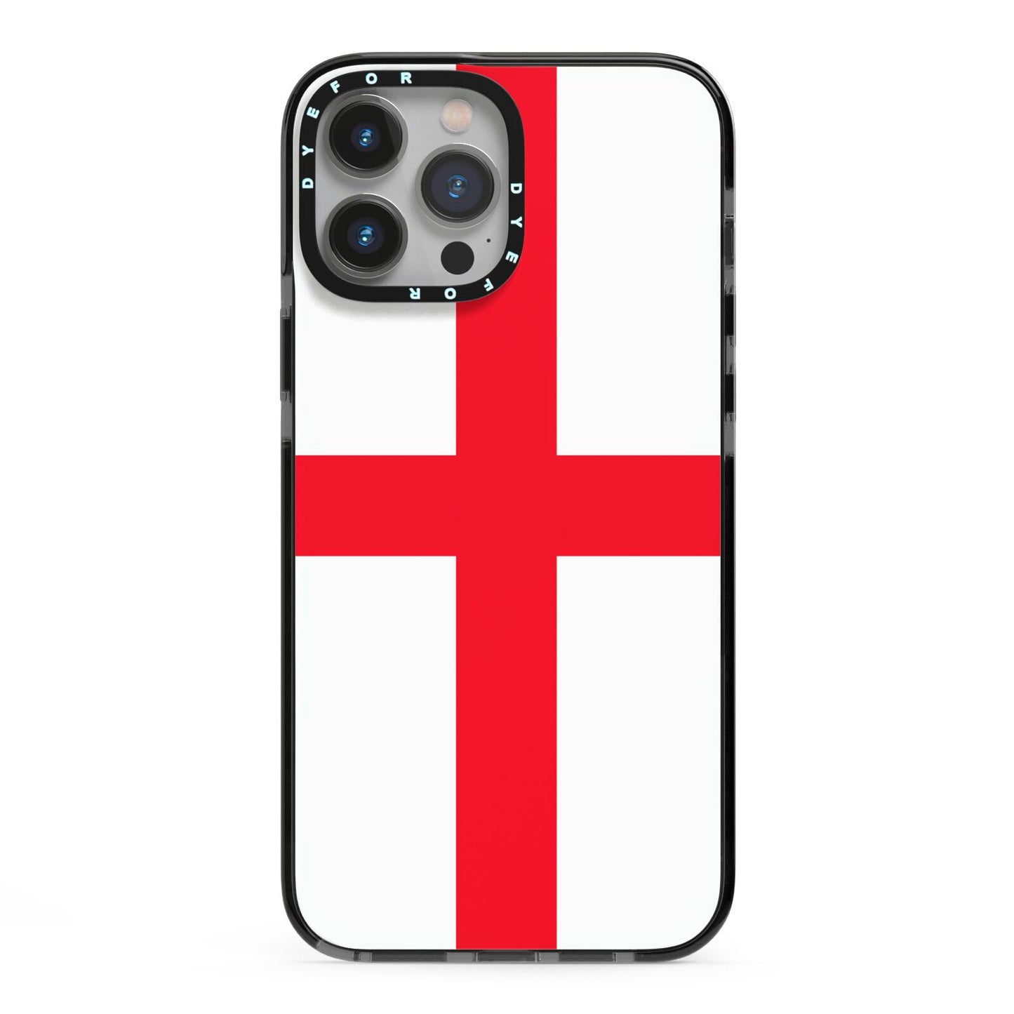 England Flag iPhone 13 Pro Max Black Impact Case on Silver phone