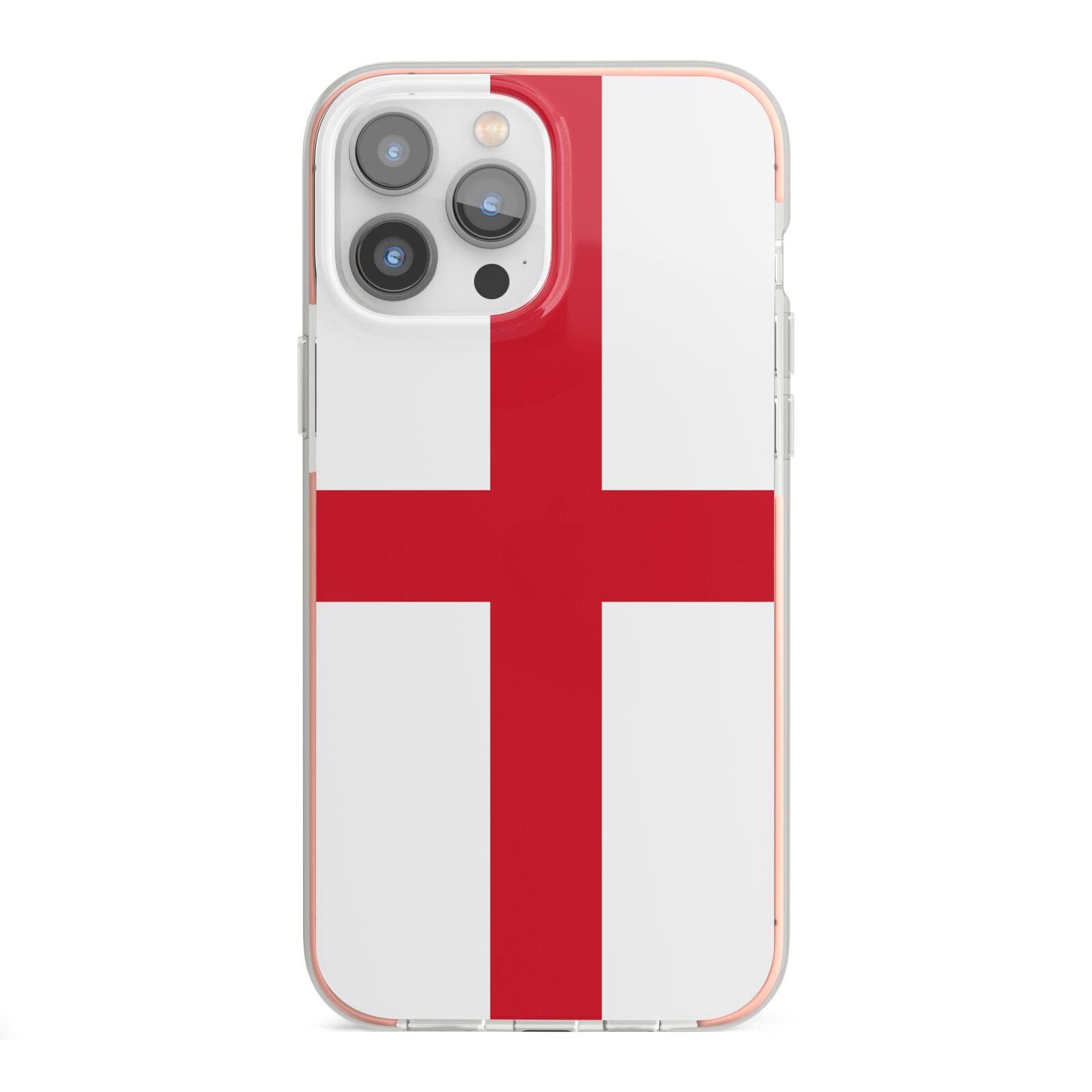 England Flag iPhone 13 Pro Max TPU Impact Case with Pink Edges