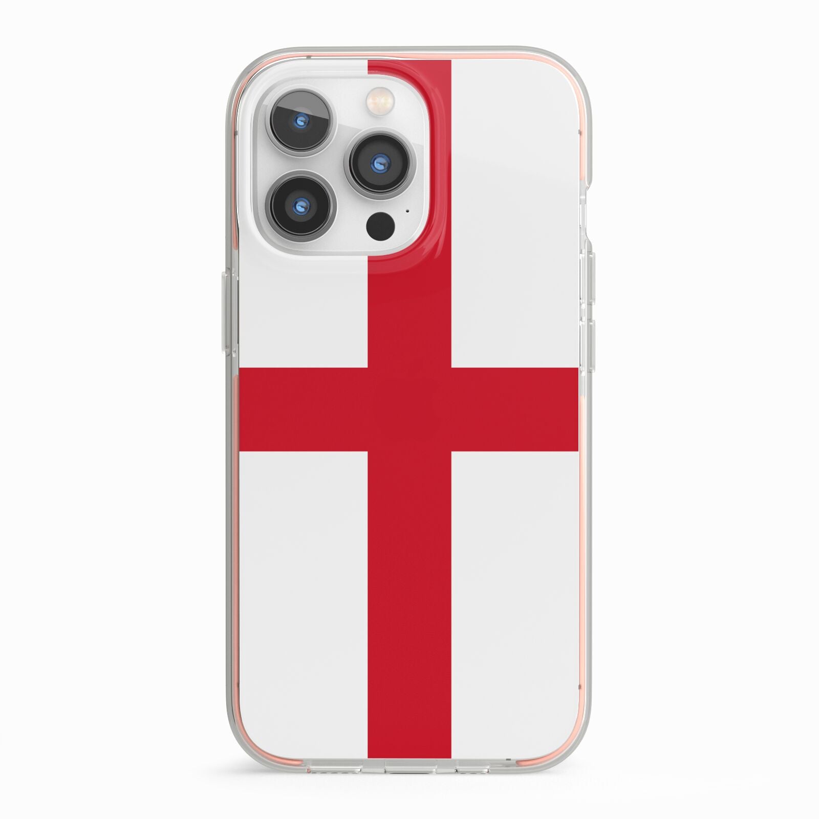 England Flag iPhone 13 Pro TPU Impact Case with Pink Edges