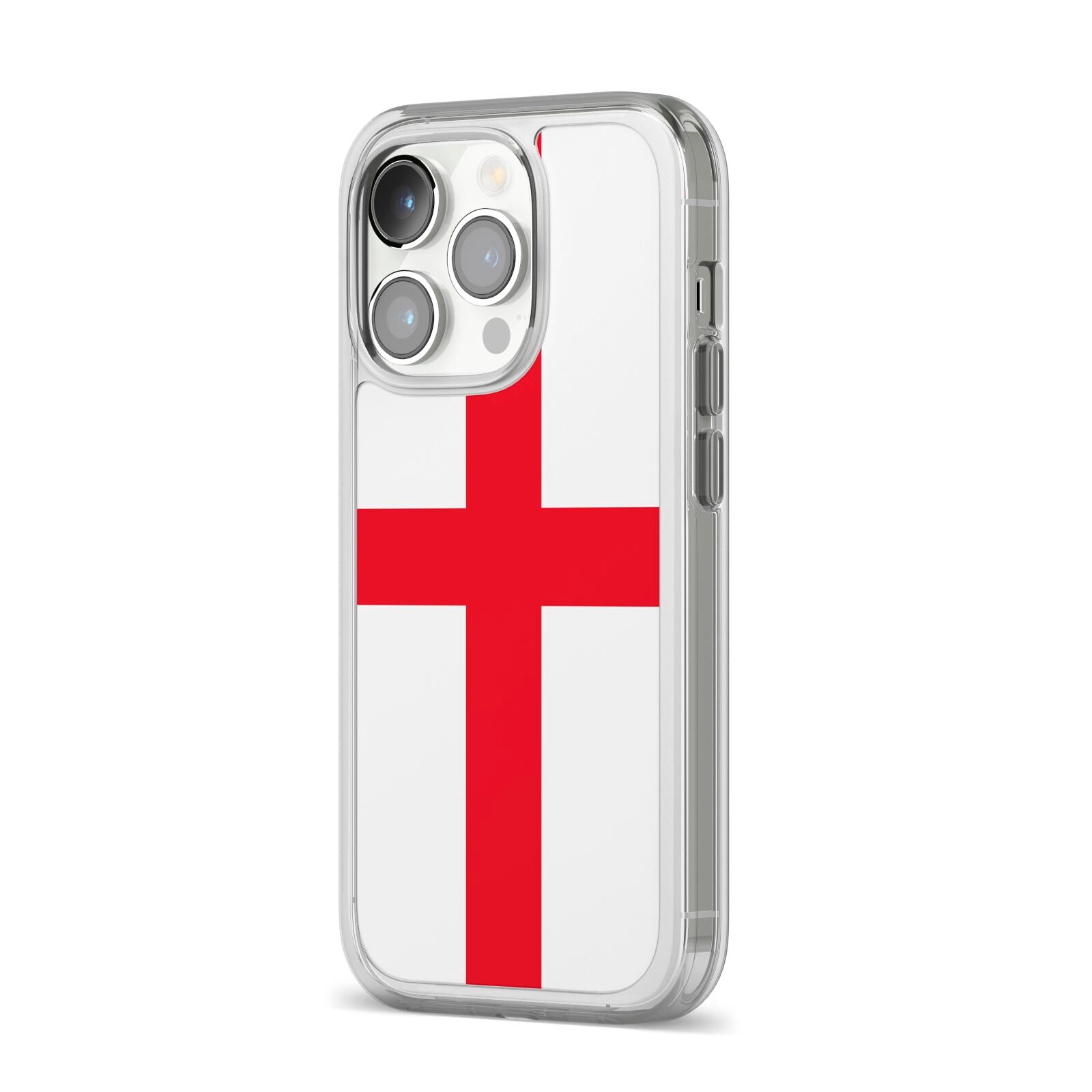 England Flag iPhone 14 Pro Clear Tough Case Silver Angled Image