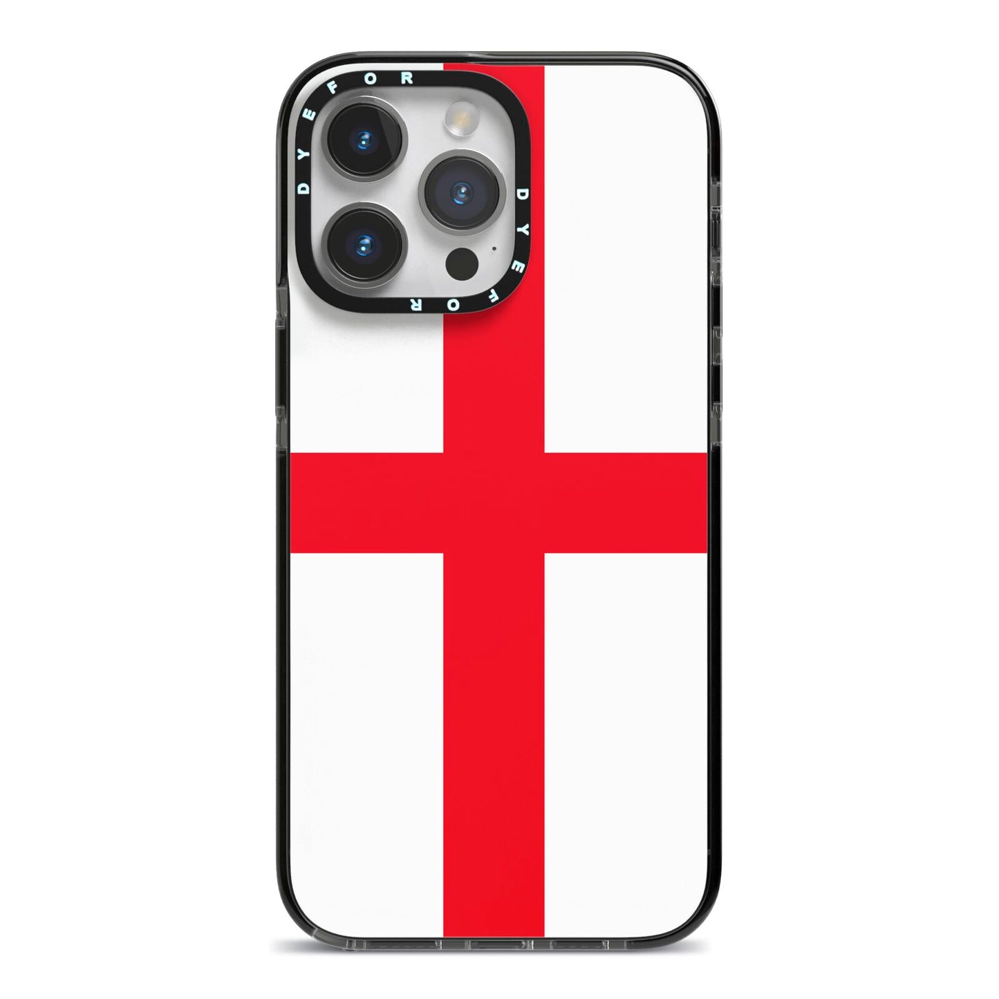 England Flag iPhone 14 Pro Max Black Impact Case on Silver phone